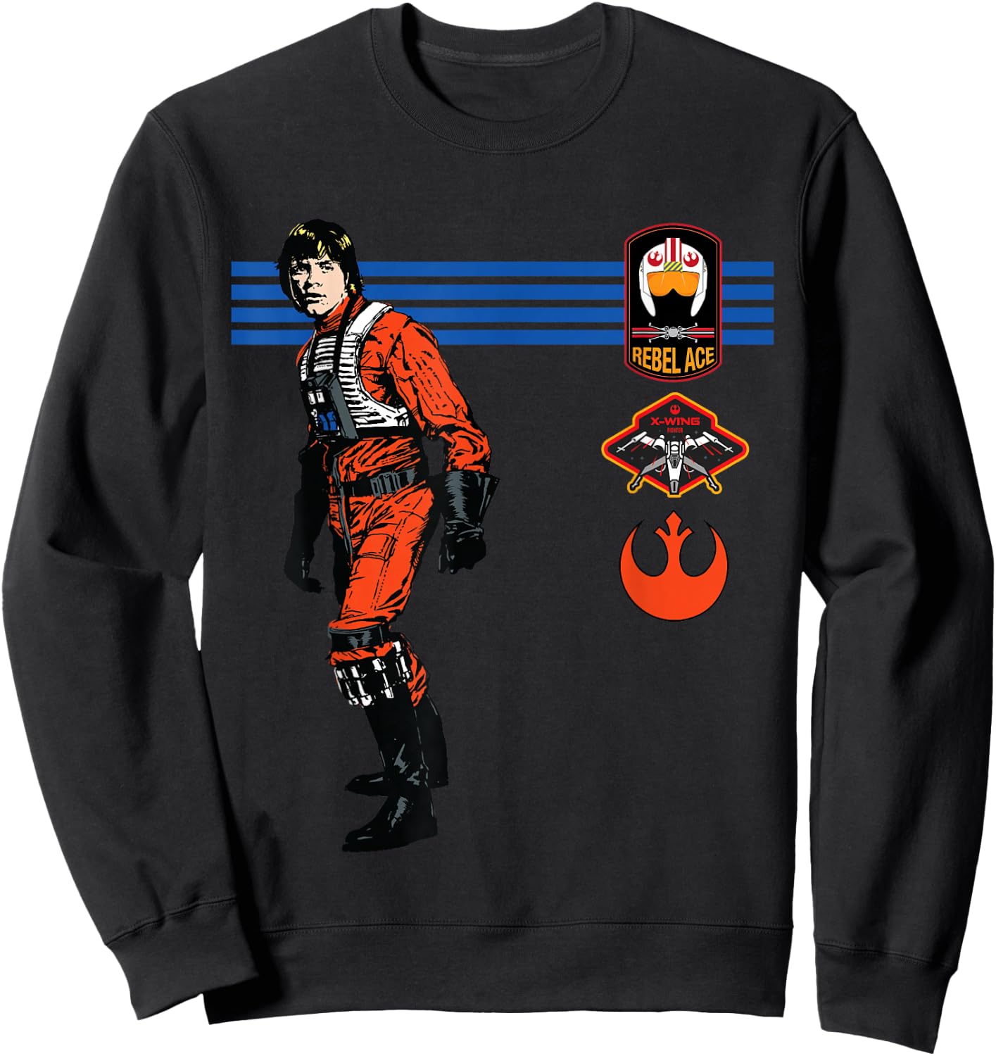 Star Wars Luke Skywalker X-Wing Rebel Pilot Retro Sweatshirt - Sweatshirt | Black