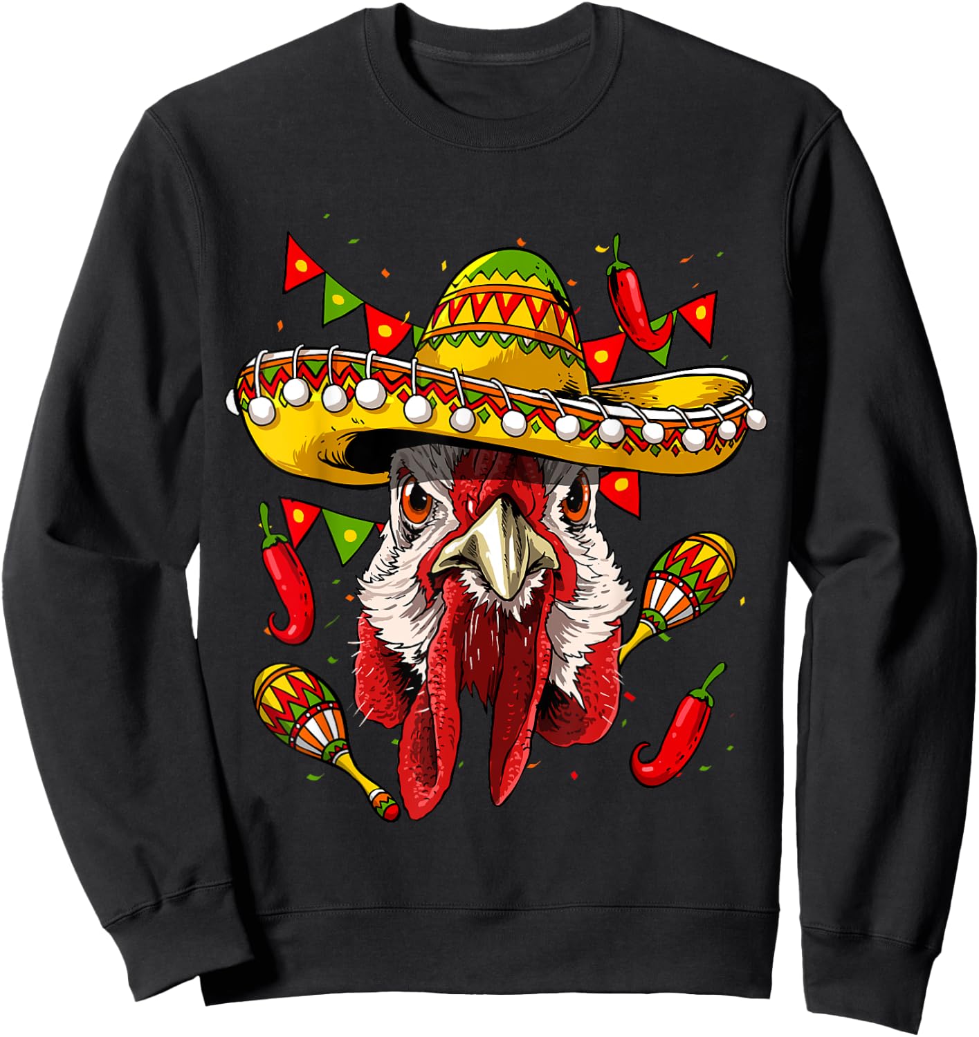 Chicken Cinco De Mayo Shirt Poncho Mexican Chicken Lover Sweatshirt - Sweatshirt | Black