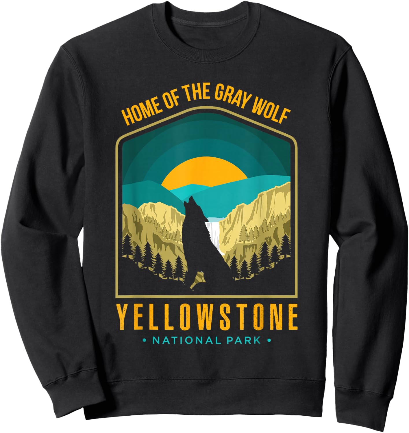 Yellowstone US National Park Wolf Wolves Lover Vintage Gift Sweatshirt - Sweatshirt | Black