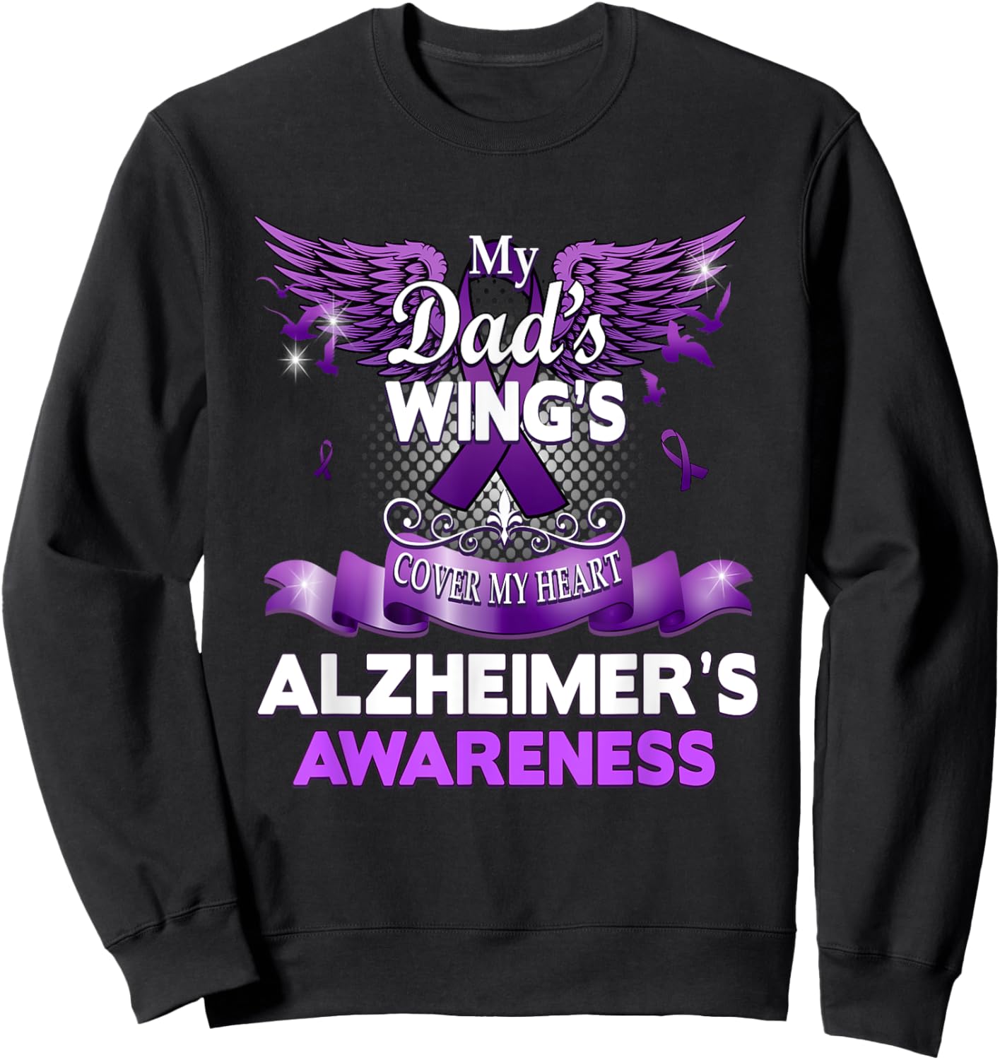Alzheimer's Awareness Gift Products Dad's Wings Memorial Sweatshirt - Sweatshirt | Black