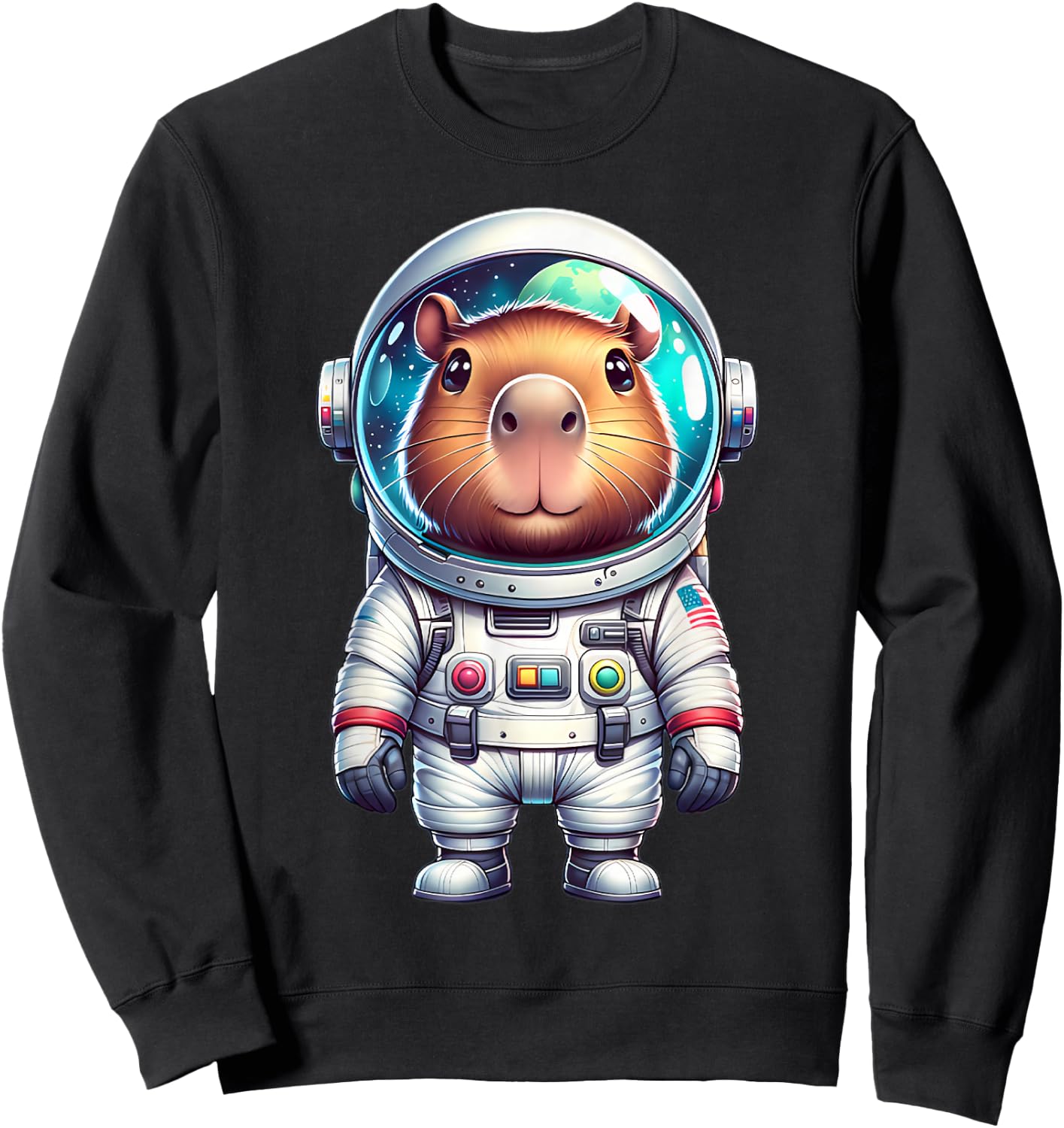 Cute Capybara Astronaut Helmet Space Men Women Kids Sweatshirt - Sweatshirt | Black