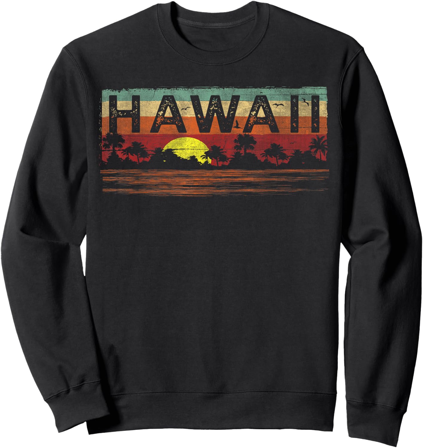 Vintage Tropical Hawaii T Shirt - Hawaiian T Shirt Sweatshirt - Sweatshirt | Black