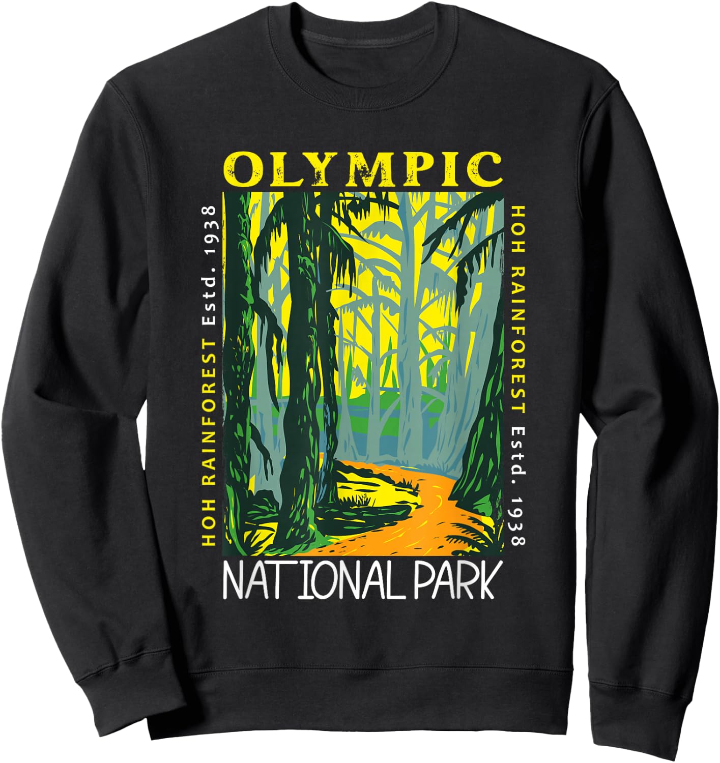 Hoh Rainforest Washington National Park Vintage Sweatshirt - Sweatshirt | Black