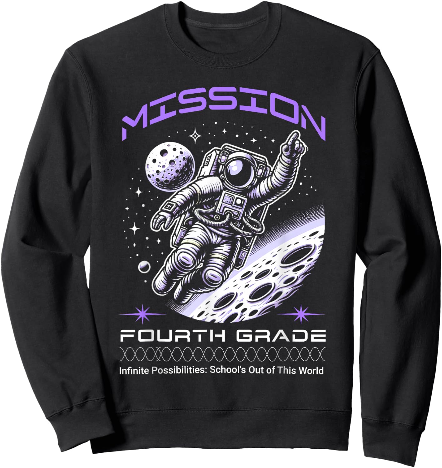 Fourth Grade Back To School Space Rocket Astronaut Sweatshirt - Sweatshirt | Black