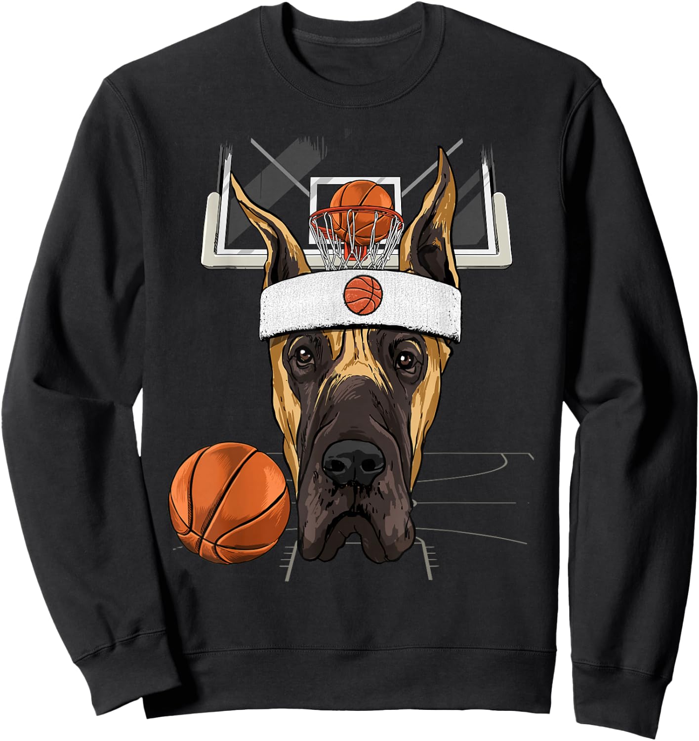 Great Dane Basketball Dog Lovers Basketball Player Sweatshirt - Sweatshirt | Black