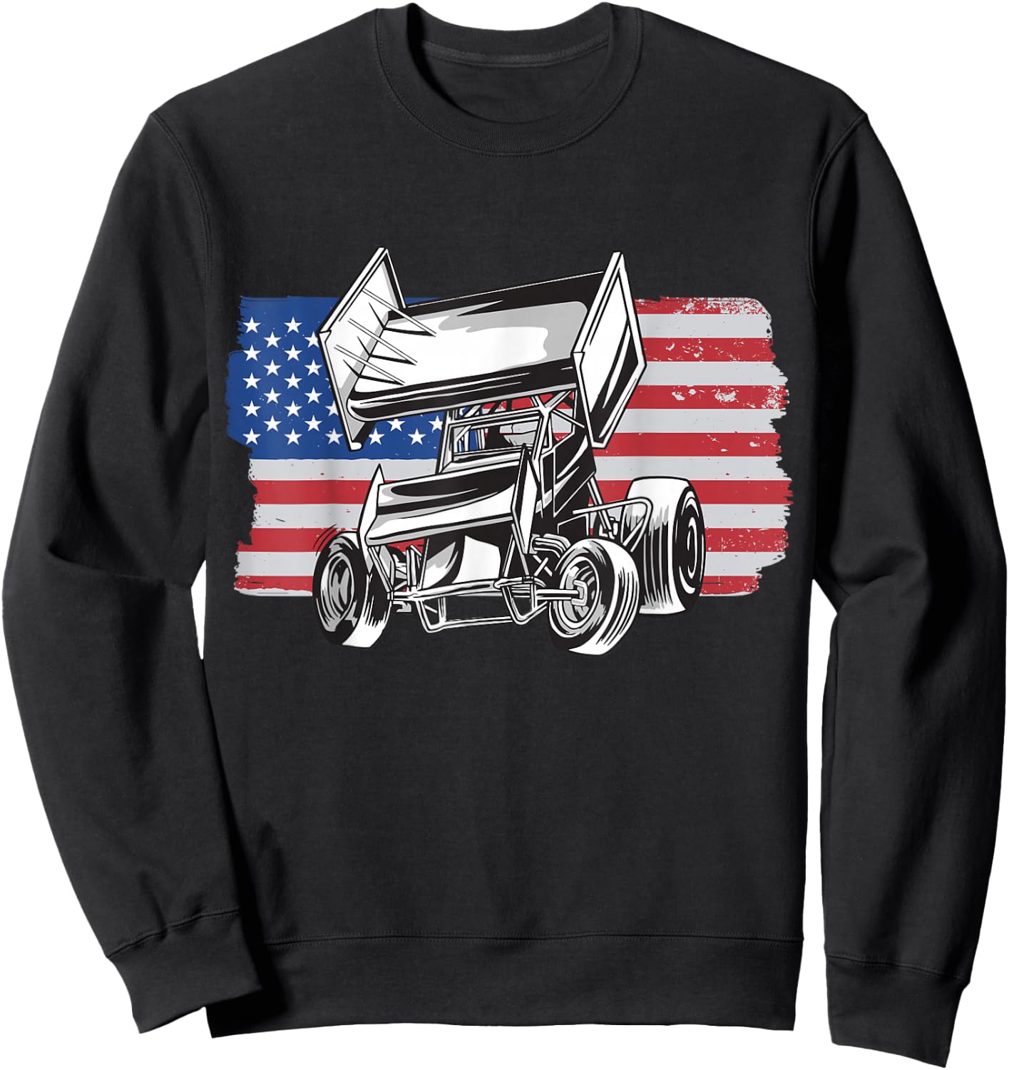 Sprint Car Racing USA Flag Sweatshirt - Sweatshirt | Black