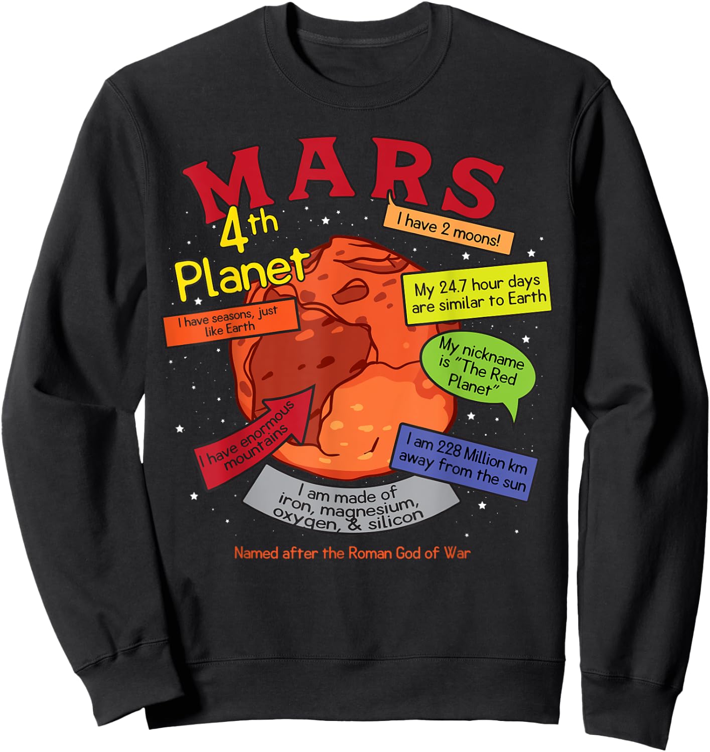 Teaching, learning, about space - Mars, planets, gift Sweatshirt - Sweatshirt | Black