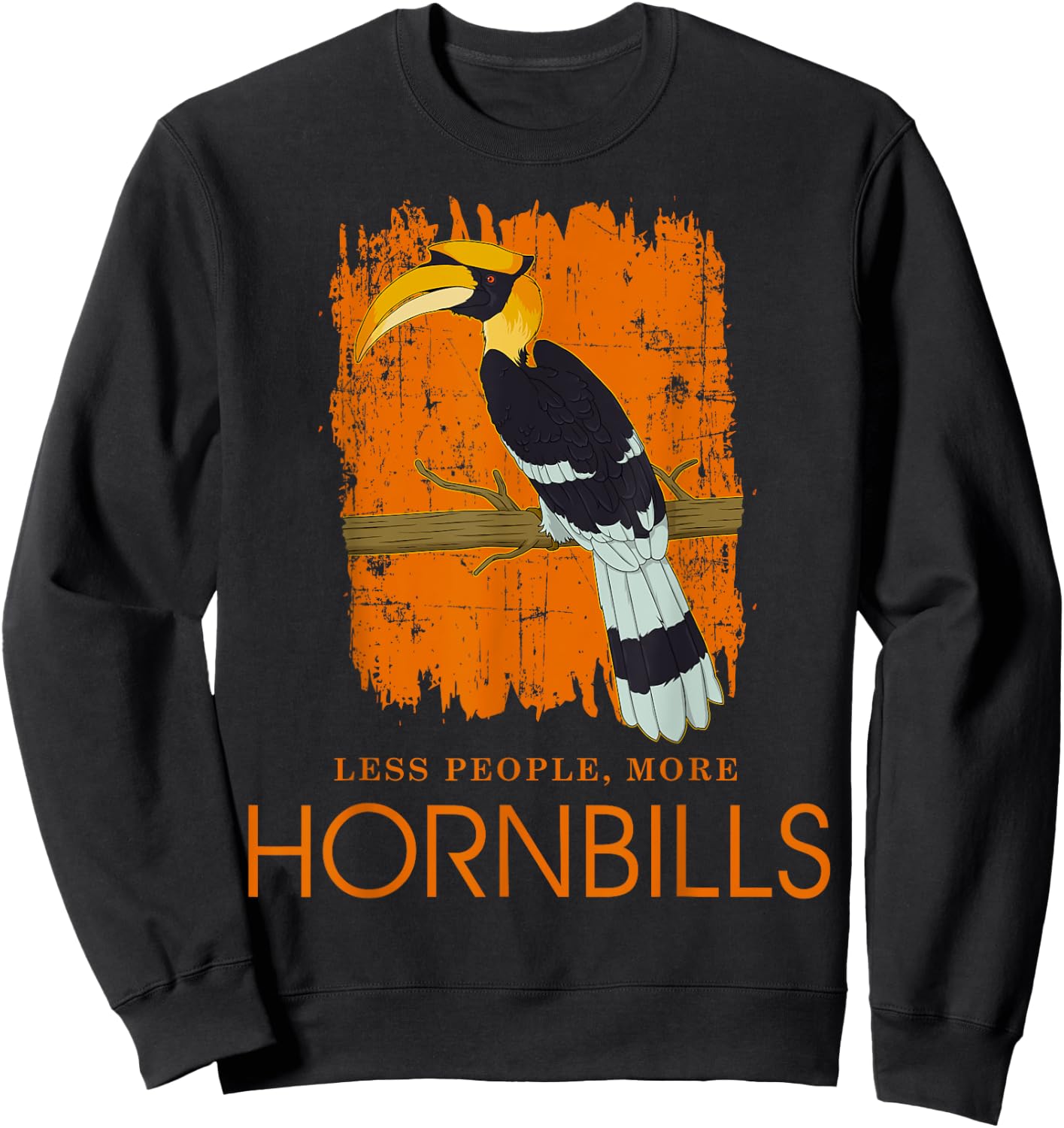 Less People Funny Ornithology Tropical Bird Hornbill Sweatshirt - Sweatshirt | Black