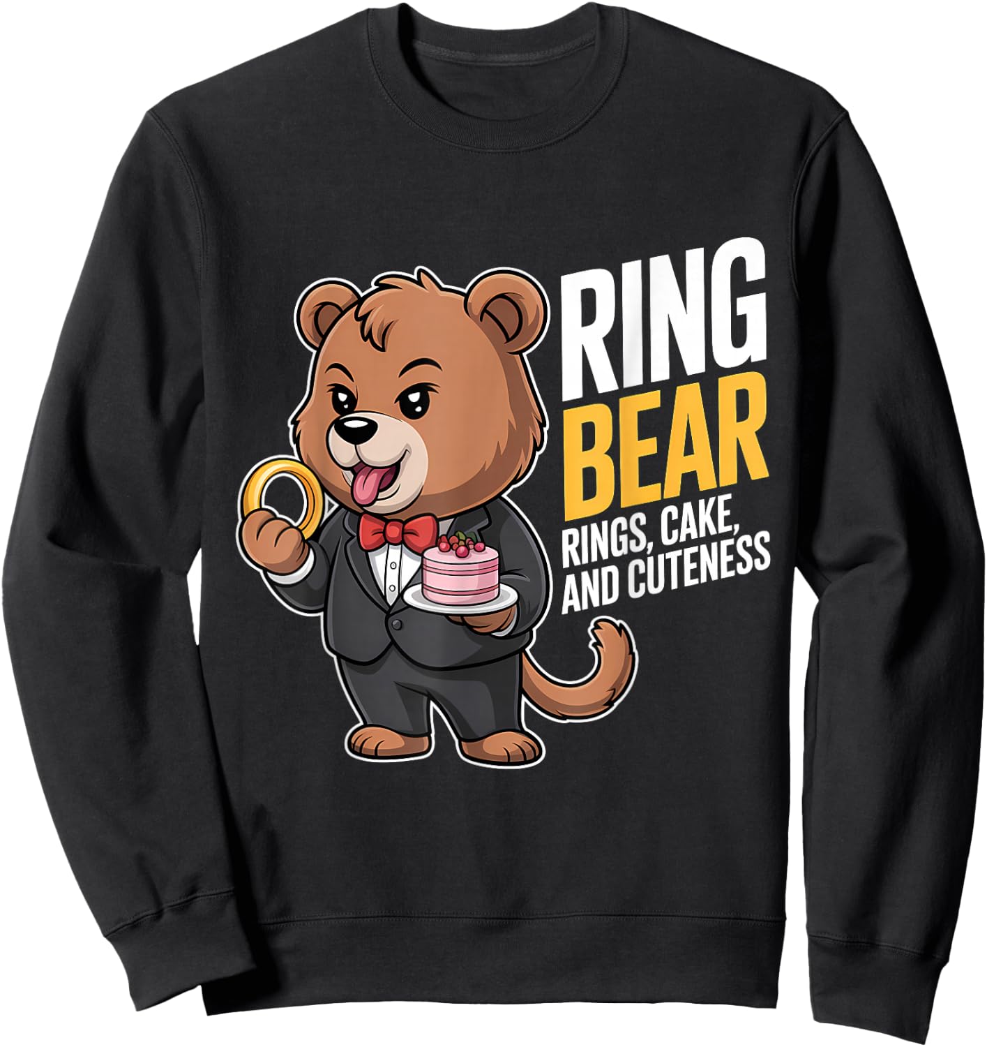 Ring Bearer Ring Security Funny Wedding Party Bear Ring Dude Sweatshirt - Sweatshirt | Black