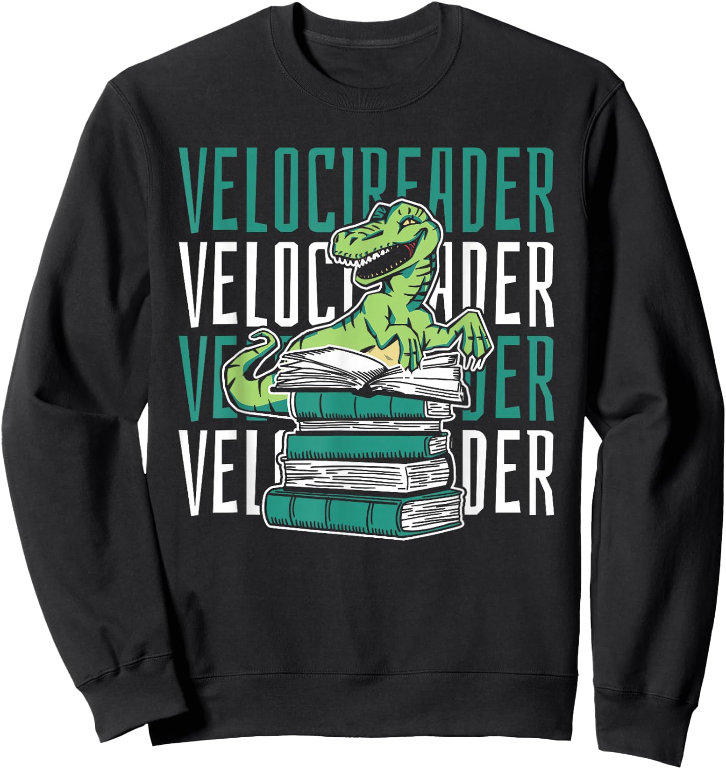 Velocireader Novel - Writer Bookworm Books Dinosaur Reading Sweatshirt - Sweatshirt | Black