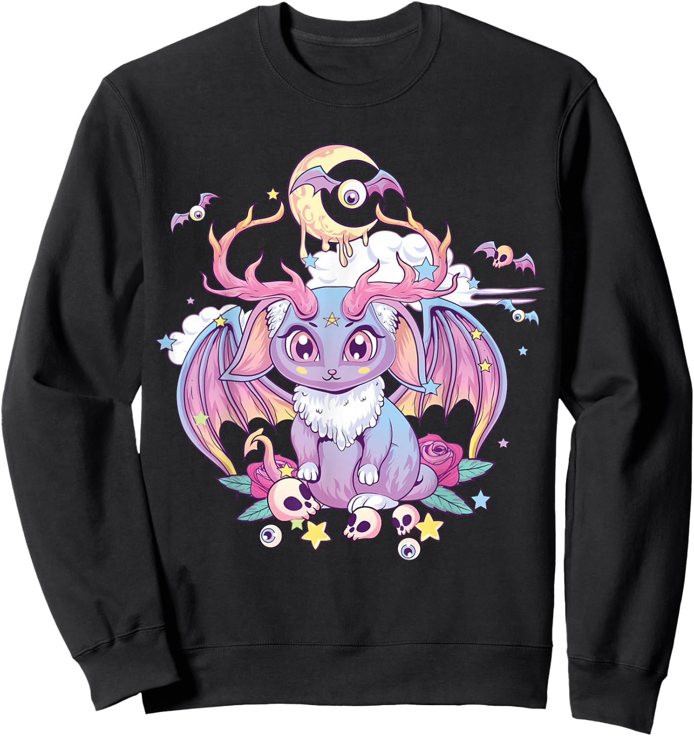 Pastel Goth Creepy Occult Satanic Jackalope Kawaii Menhera Sweatshirt - Sweatshirt | Black