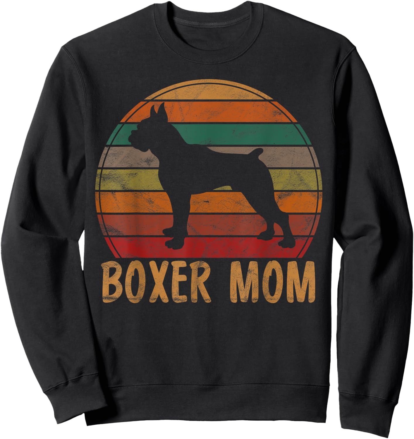 Retro Boxer Mom Gift Dog Mother Pet Boxer Mama Sweatshirt - Sweatshirt | Black