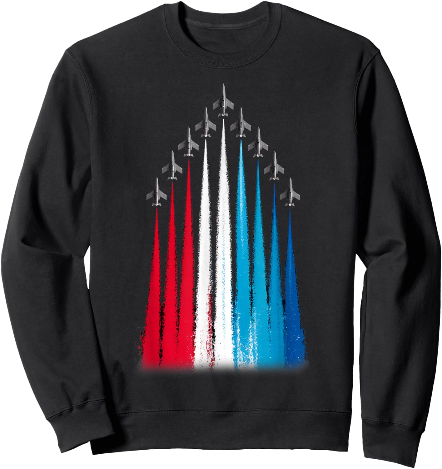 Patriotic USA Flag Fighter Jets 4th Of July Sweatshirt - Sweatshirt | Black
