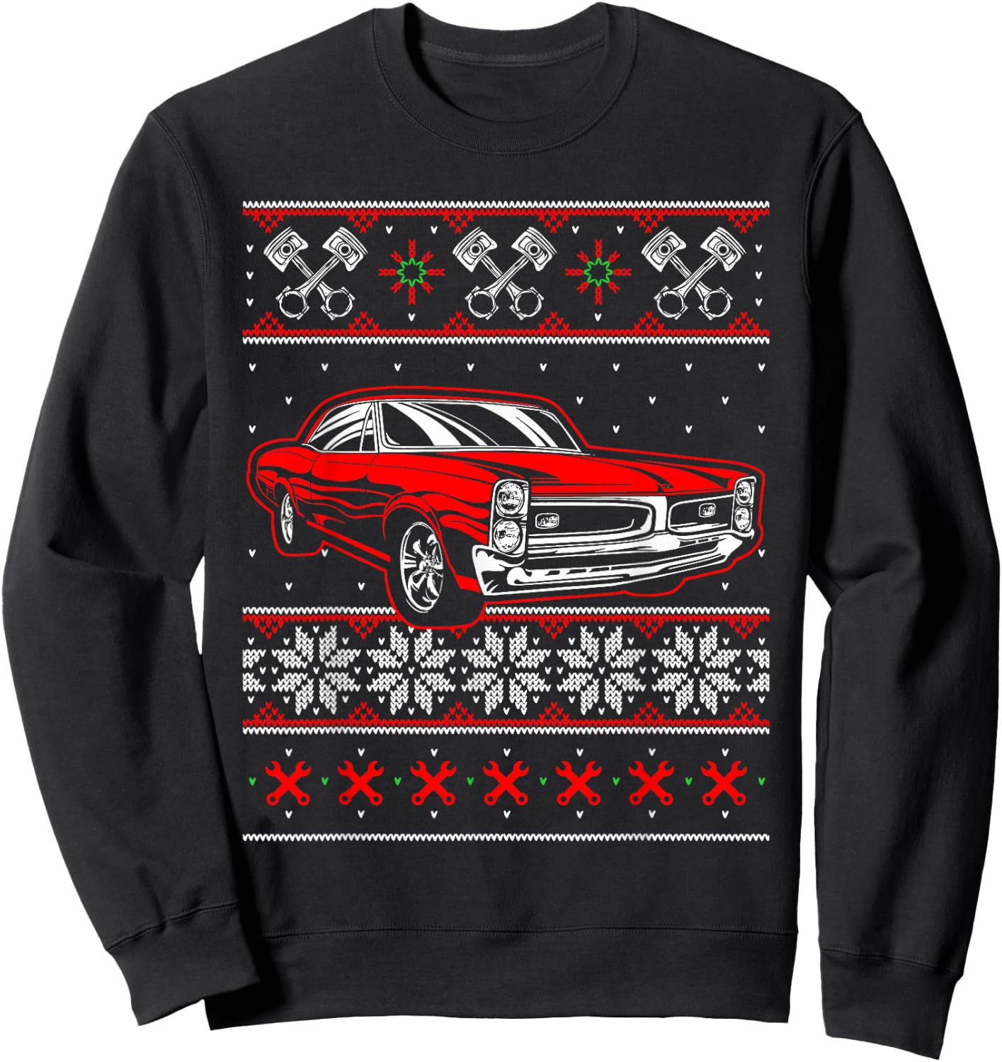 Mechanics Ugly Christmas Sweater Style Muscle Car Sweatshirt - Sweatshirt | Black