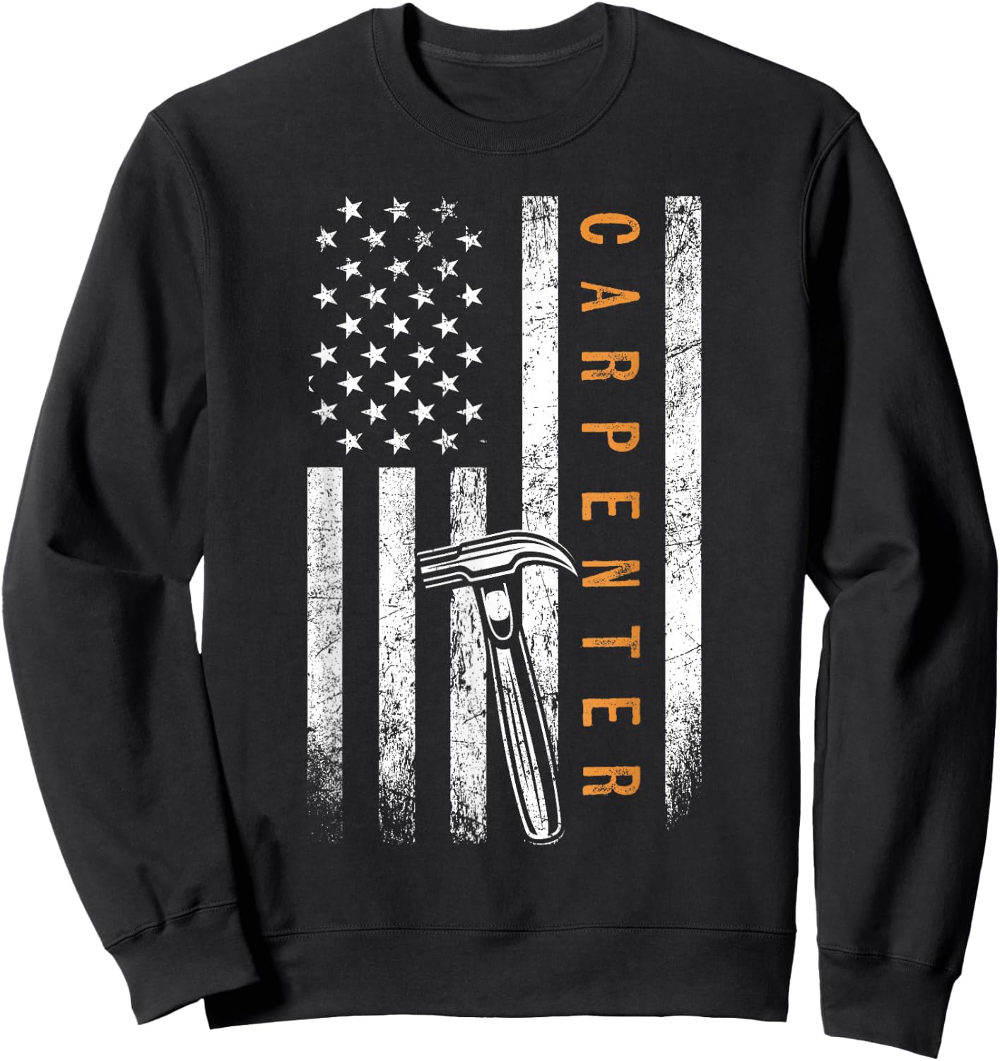 Carpenter American Flag Design Woodworking Carpentry Sweatshirt - Sweatshirt | Black
