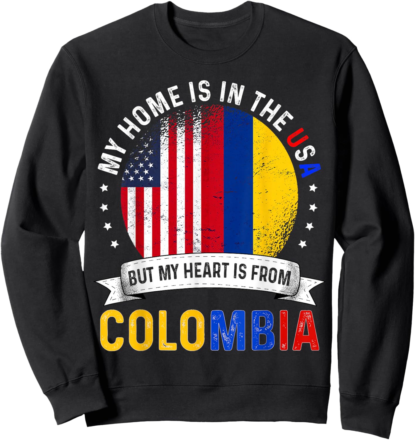 Colombian American Patriot Heart is from Colombia Flag Small Sweatshirt - Sweatshirt | Black