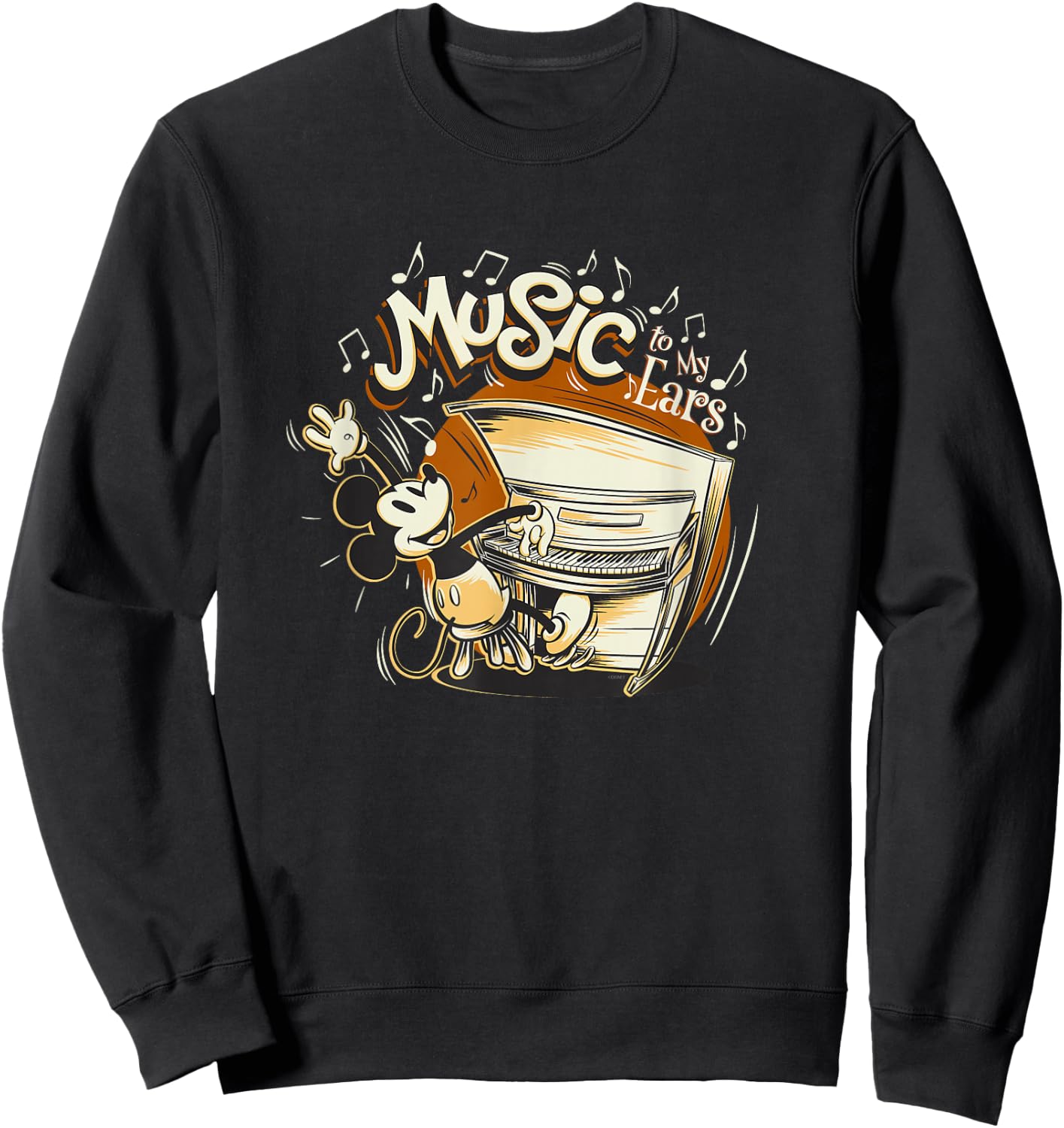 Disney Mickey Mouse Vintage Music To My Ears Sweatshirt - Sweatshirt | Black