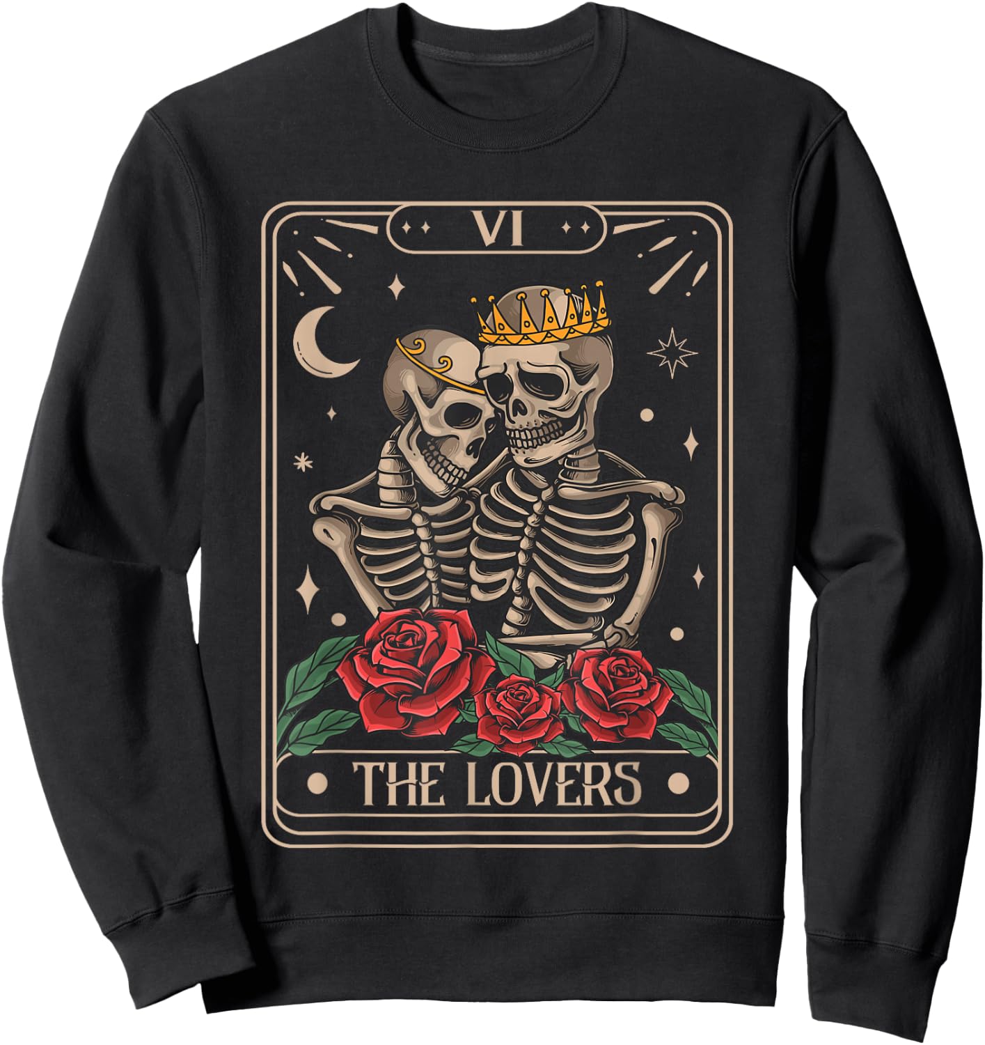 The Lovers Tarot Card Vintage The Lovers Tarot Sweatshirt - Sweatshirt | Black