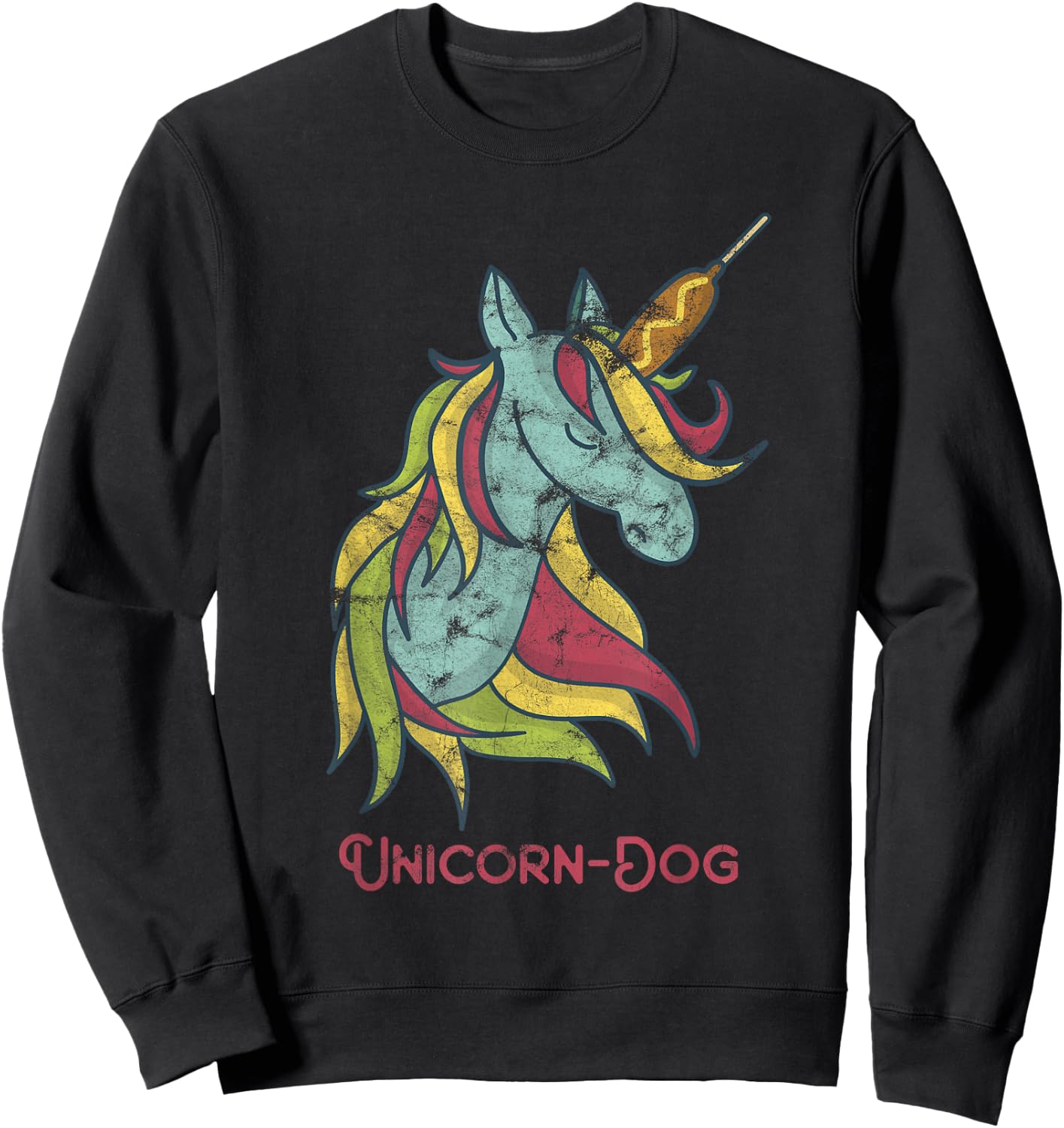 Funny Unicorn-Dog / Unicorn Dog / Unicorn Corn Dog Sweatshirt - Sweatshirt | Black