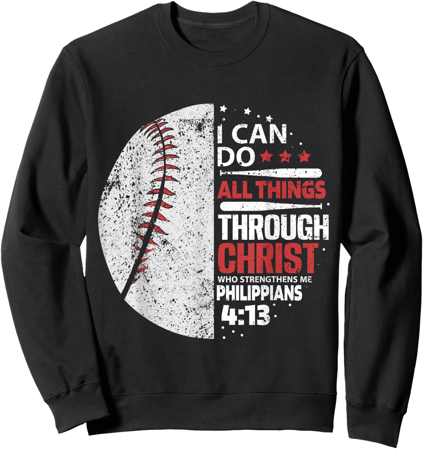 I can do all Things Through Christ - Religous Bible Baseball Sweatshirt - Sweatshirt | Black
