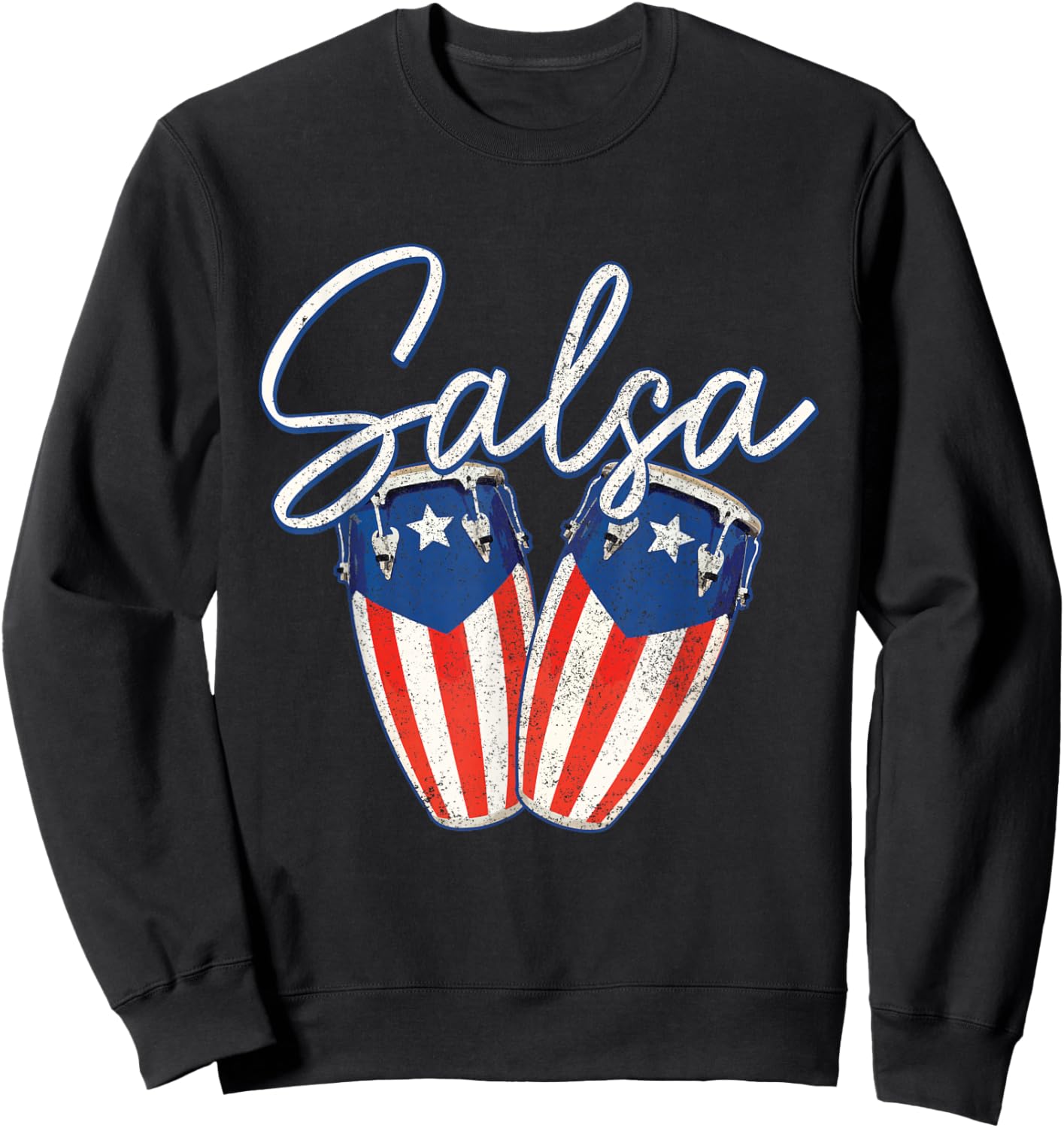 Puerto Rico Salsa Music Dancing Puerto Rican Flag Sweatshirt - Sweatshirt | Black
