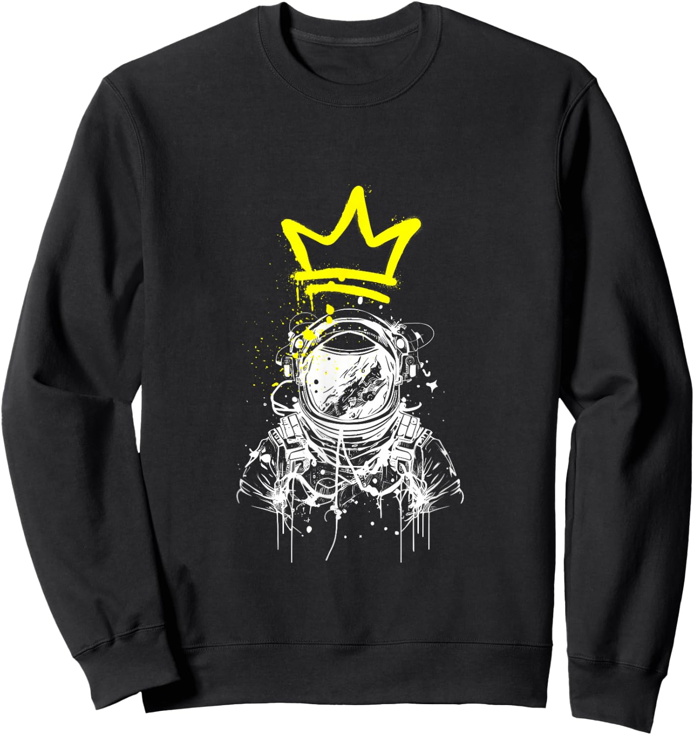Graffiti Astronaut Crown Street Art Style Trendy Sci-Fi Sweatshirt - Sweatshirt | Black