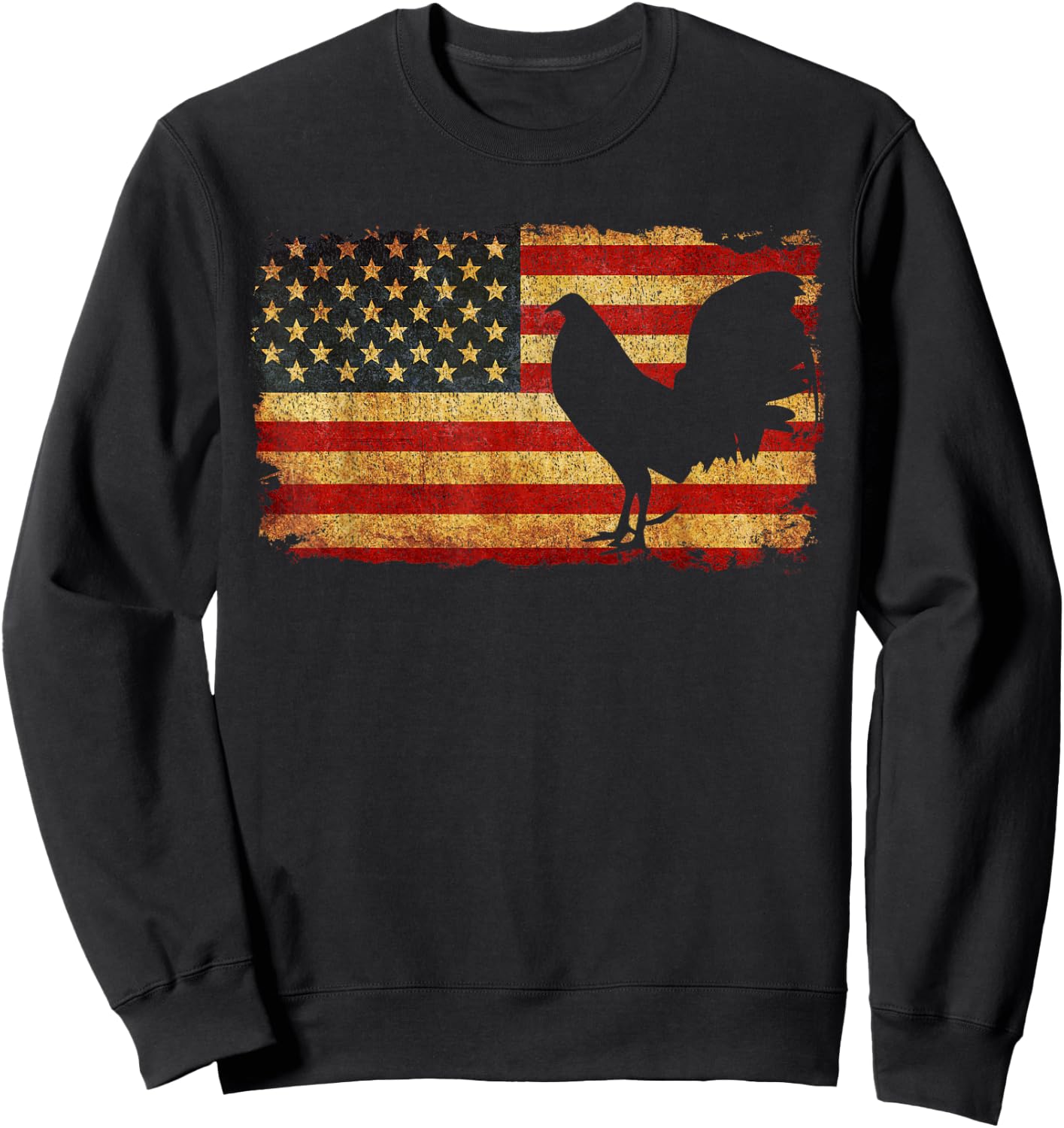 Vintage US Flag Cock Fight T Shirt Sweatshirt - Sweatshirt | Black