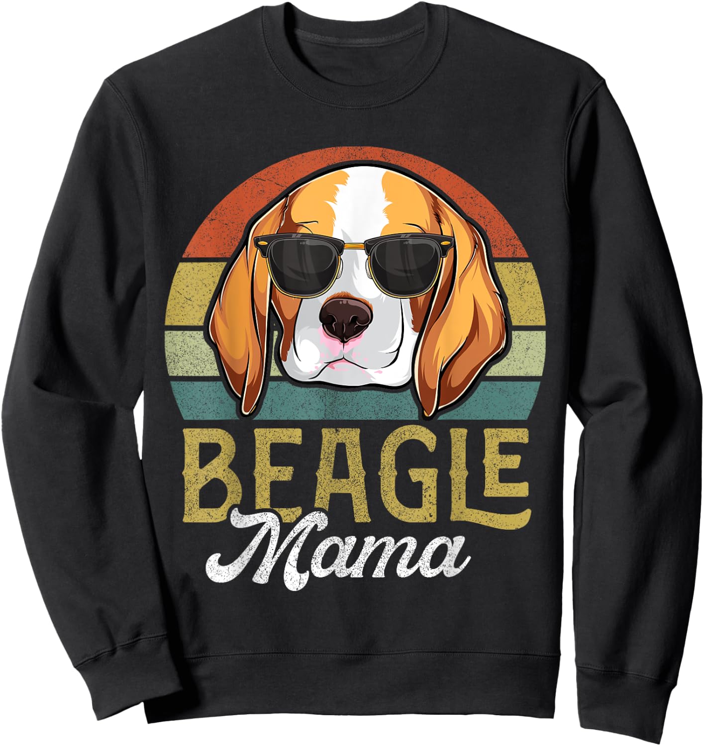 Retro Beagle Mama Shirt Women, Mothers Day Dog Mom Sweatshirt - Sweatshirt | Black