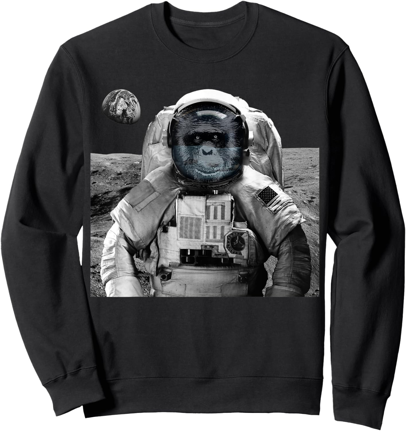 Monkey Astronaut Ape Space Travel Chimpanzee Astronaut Sweatshirt - Sweatshirt | Black