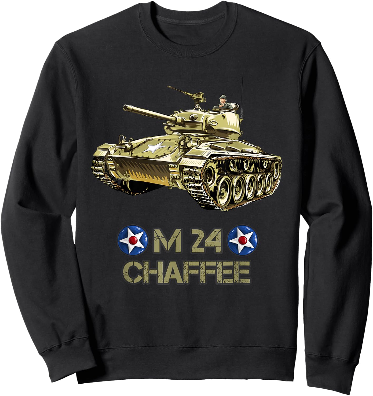 World War 2 American Tank M24 Chaffee Light Tank Sweatshirt - Sweatshirt | Black