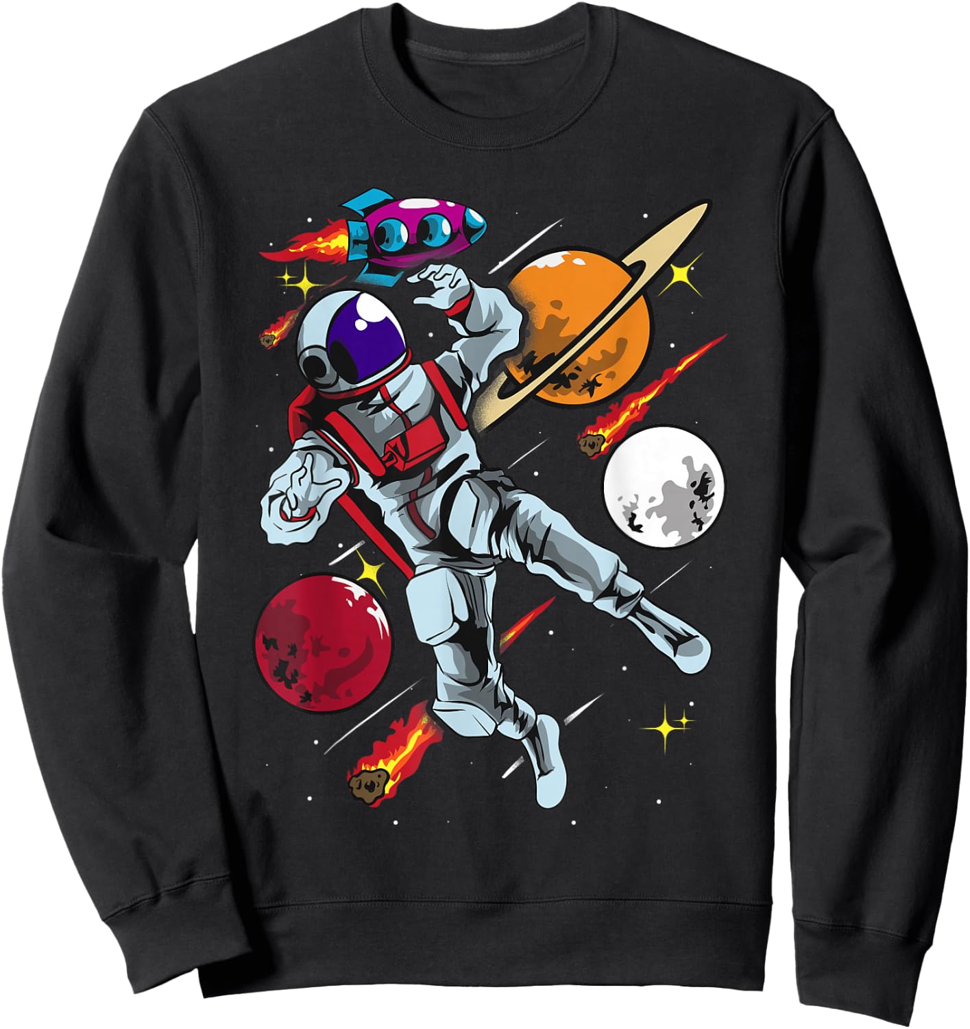 Astronaut Shirt Outer Space Gift Men Women Boys Girls Sweatshirt - Sweatshirt | Black