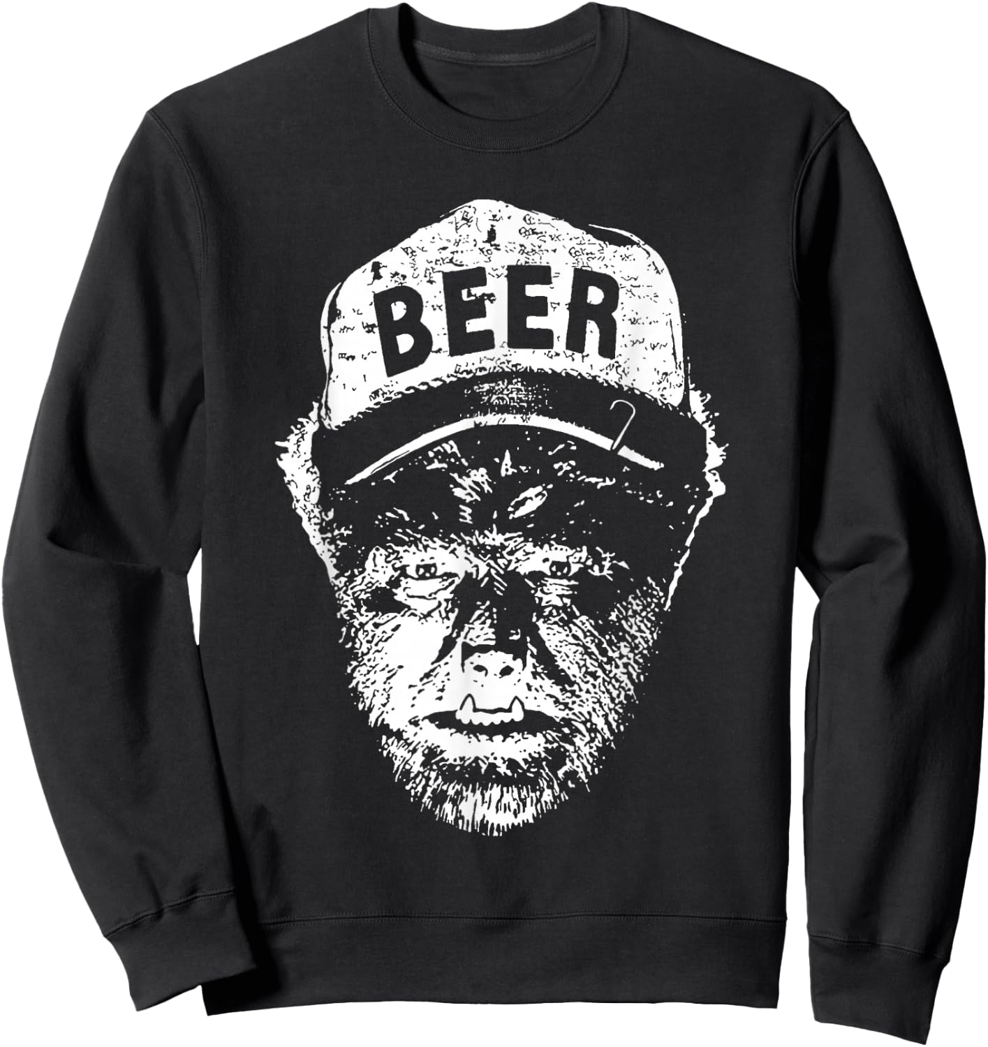 Vintage Wolfman Retro Horror Monster Werewolf Drinking Beer Sweatshirt - Sweatshirt | Black
