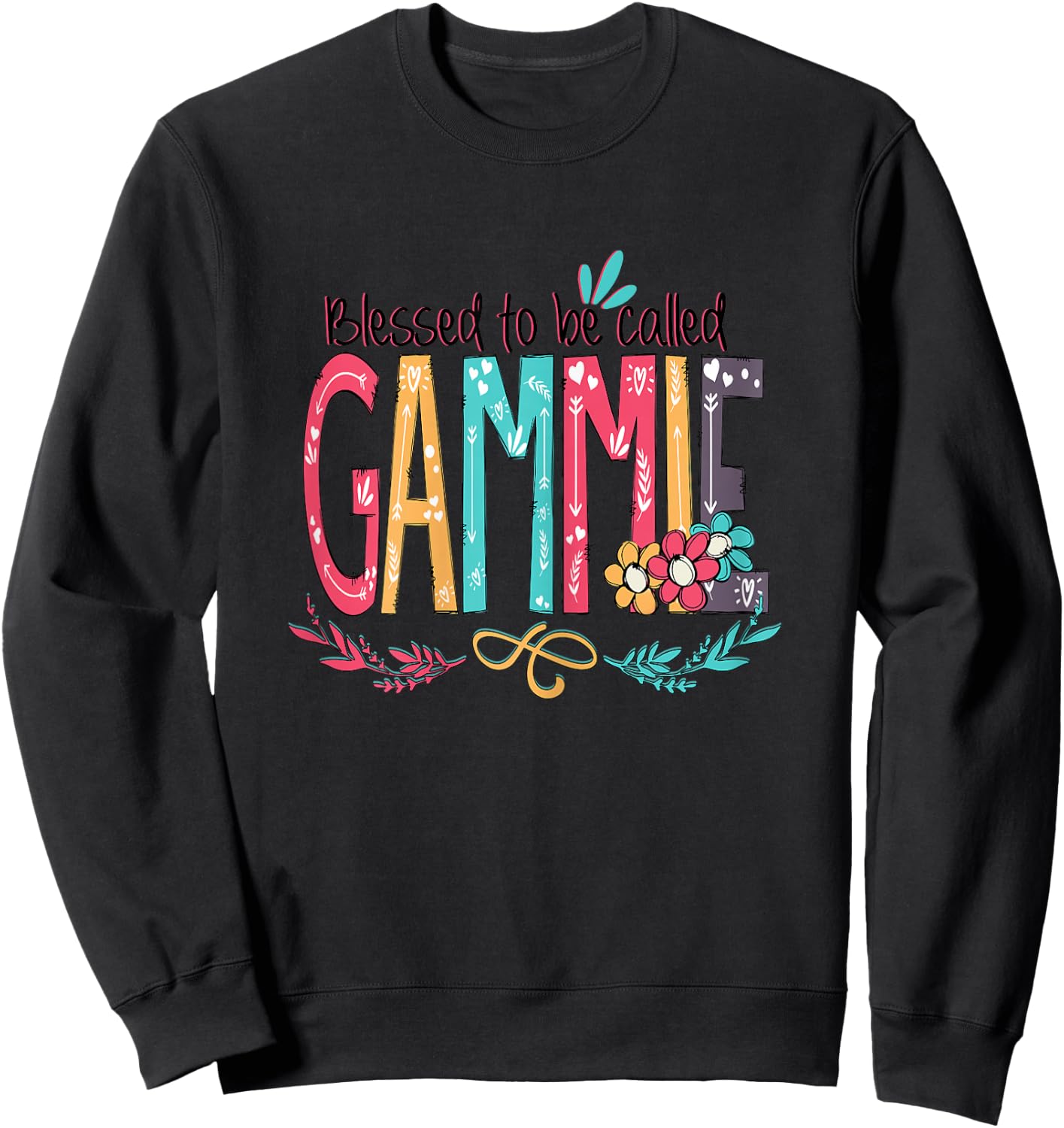 Blessed to be called Gammie Colorful Grandma Christmas Women Sweatshirt - Sweatshirt | Black