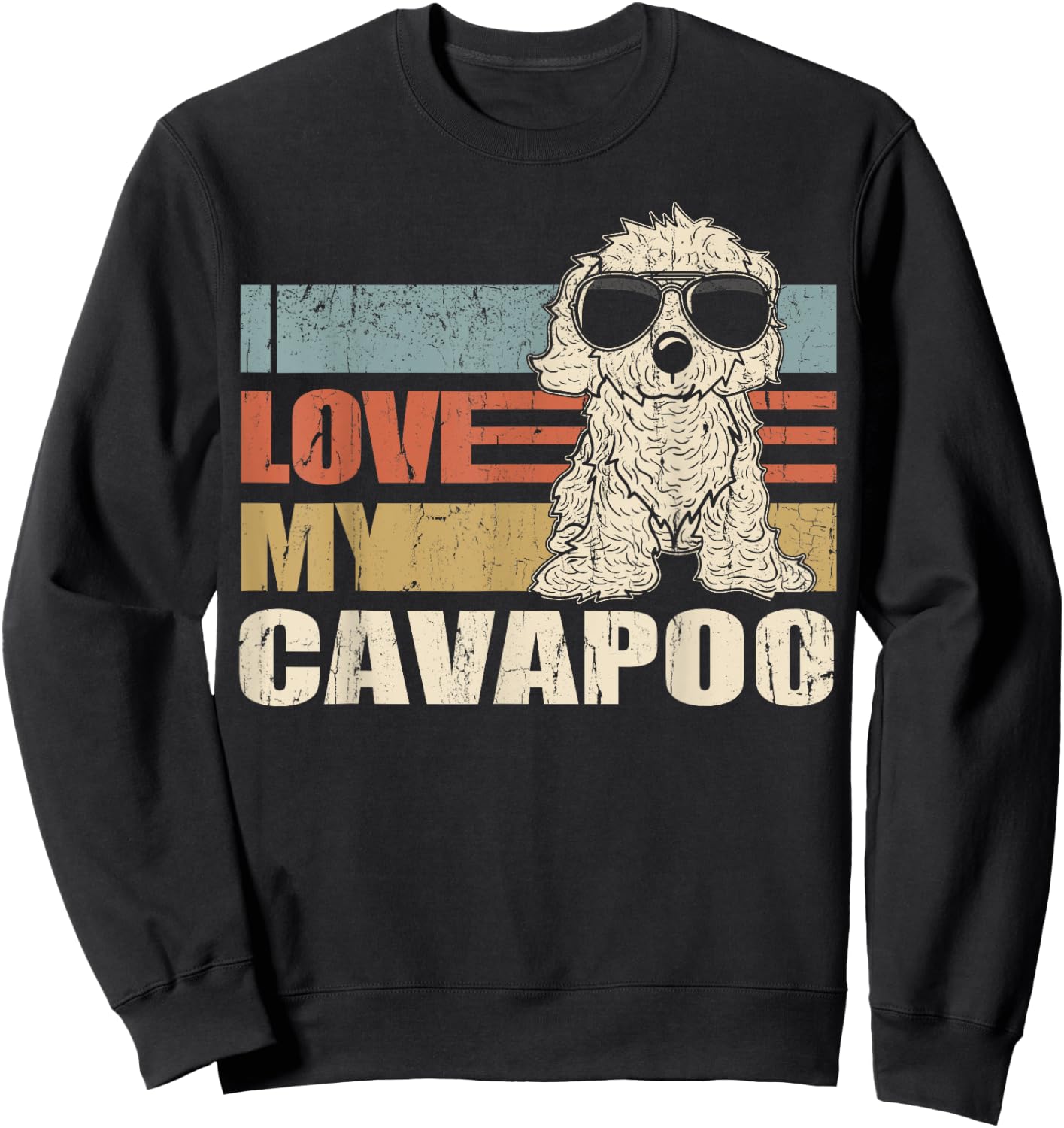 I Love My Cavapoo Cool Dog Vintage Retro Women Girls Kids Sweatshirt - Sweatshirt | Black
