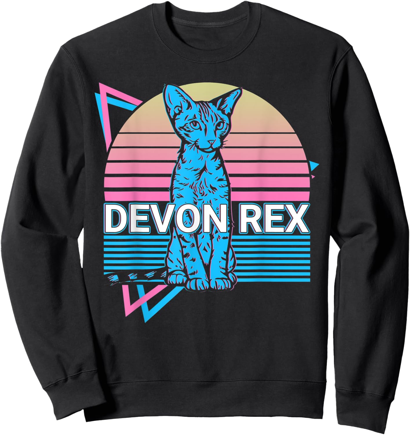 Devon Rex Cat Retro Sweatshirt - Sweatshirt | Black