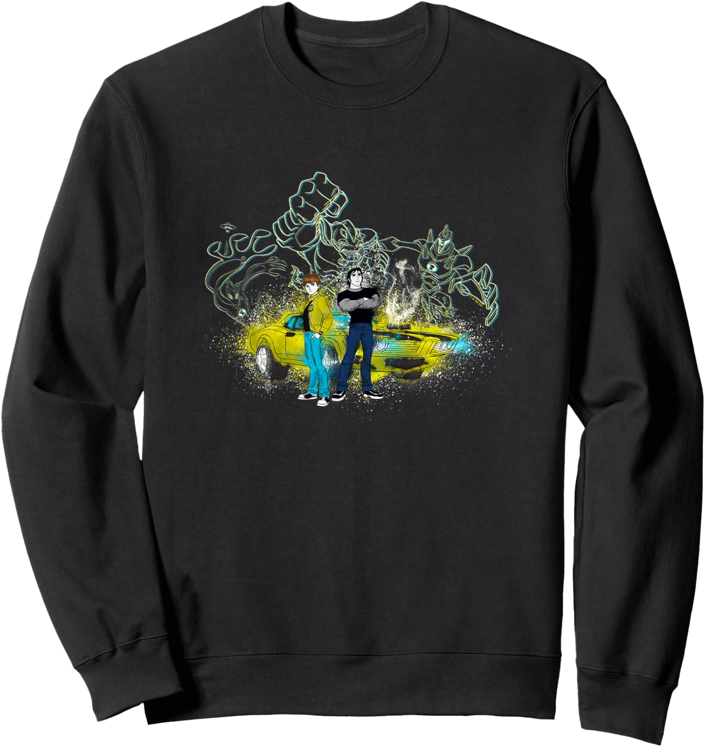 Ben 10: Alien Force Ben & Kevin Spray Painted Car Retro Shot Sweatshirt - Sweatshirt | Black