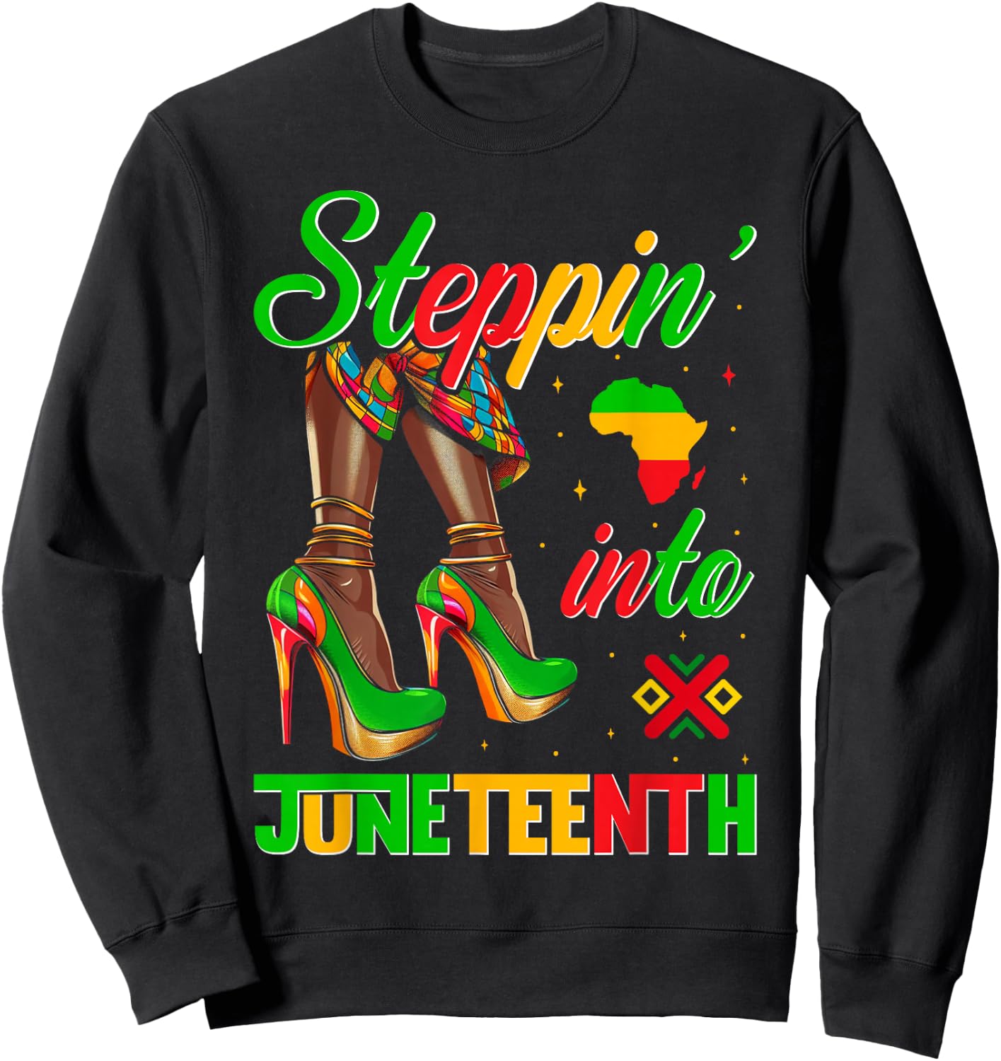 Stepping Into Juneteenth Like My Ancestors High Heel Women Sweatshirt - Sweatshirt | Black