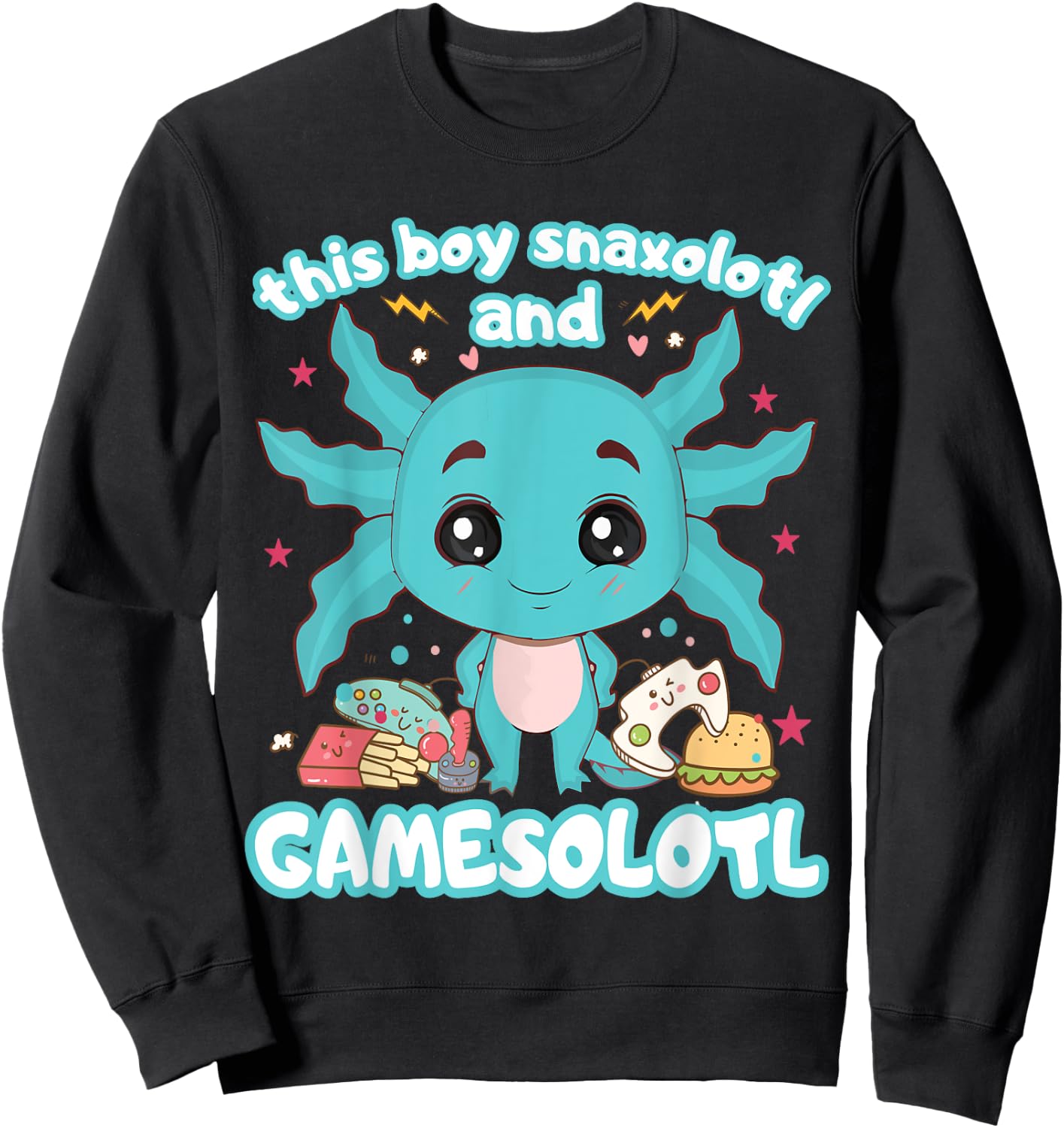 Gamesolotl Gamer Axolotl Gamer Boy Snaxolotl Gamesolotl Sweatshirt - Sweatshirt | Black