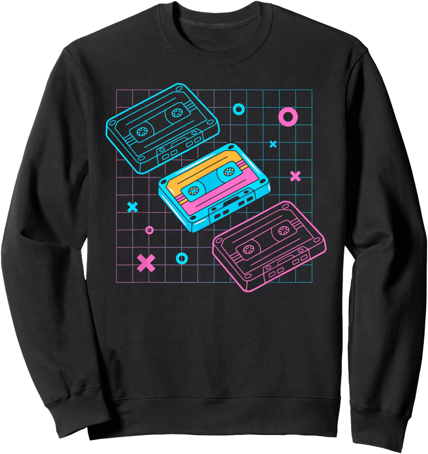 Cassettes Vaporwave - retrowave synthwave - Retro Vintage Sweatshirt - Sweatshirt | Black