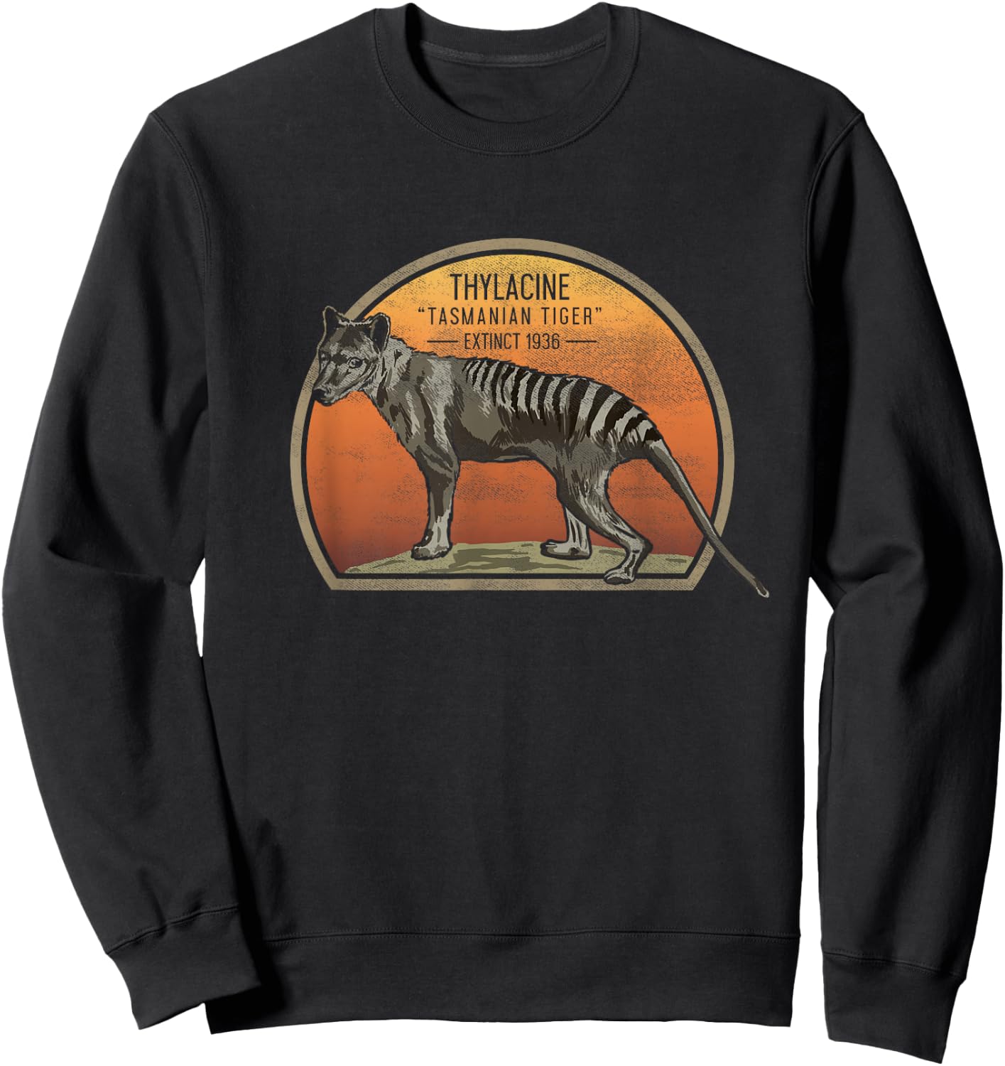 Tasmanian Tiger Tylacine Wolf Australian Extinct Art Picture Sweatshirt - Sweatshirt | Black