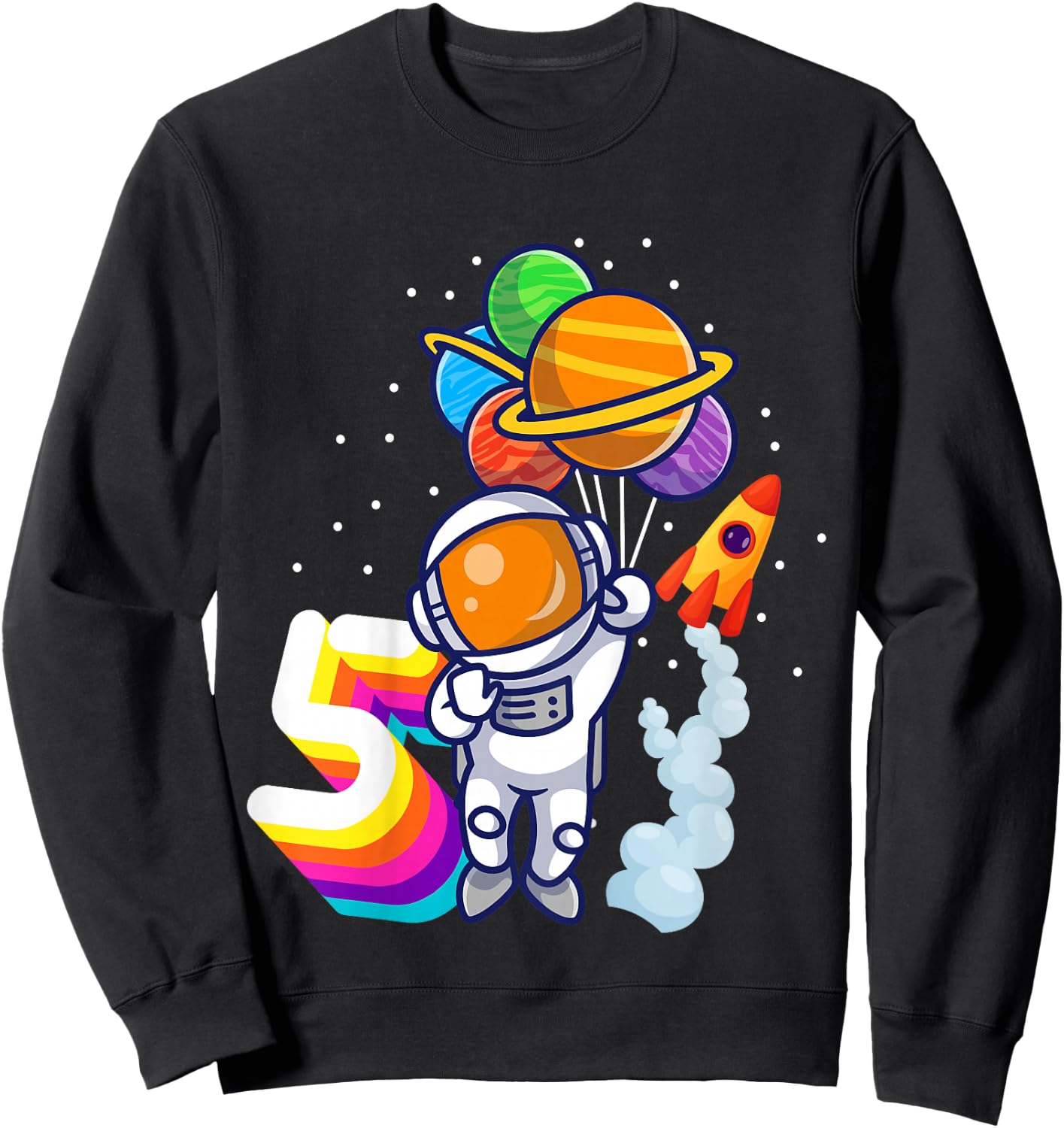 5th Birthday Boy Astronaut 5 Years Space Travel Space Sweatshirt - Sweatshirt | Black
