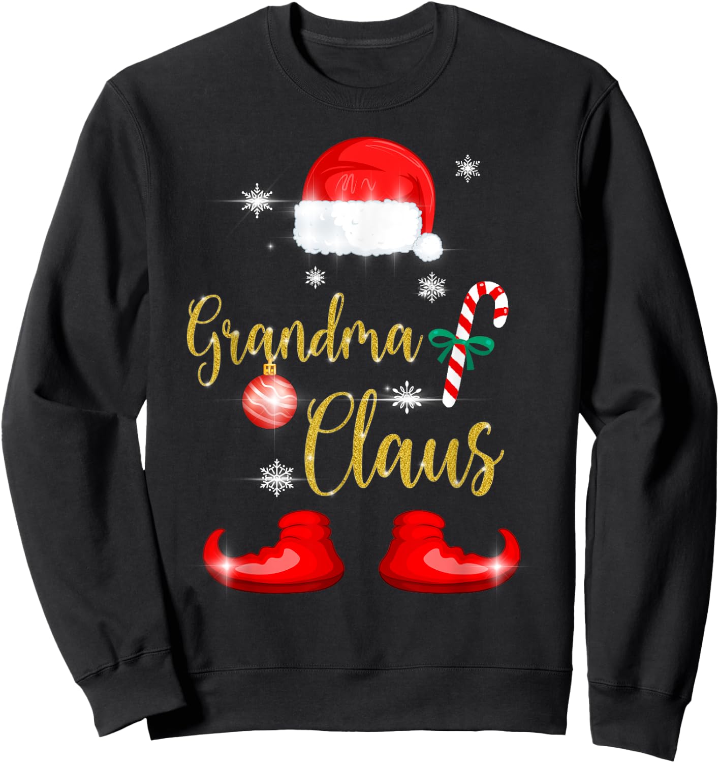 Grandma Santa Claus Funny Family Christmas Pjs for Granny Sweatshirt - Sweatshirt | Black