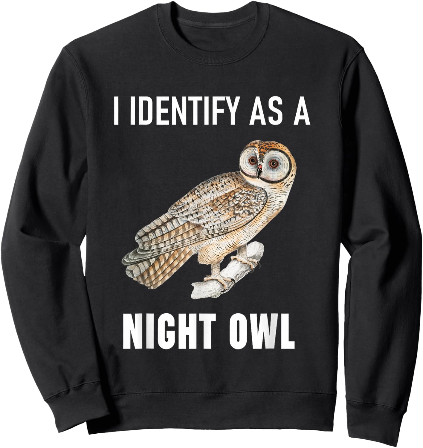 Funny Anti Morning Person I Identify As A Night Owl Sweatshirt - Sweatshirt | Black