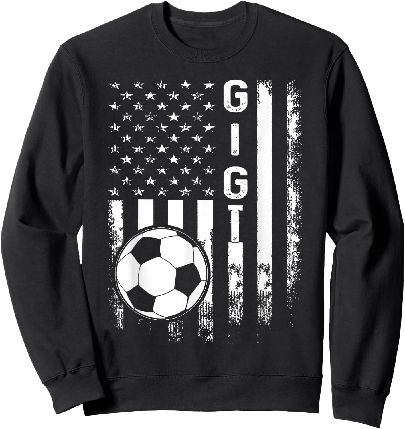 Soccer Gigi American Flag Vintage Christmas Xmas Sweatshirt - Sweatshirt | Black