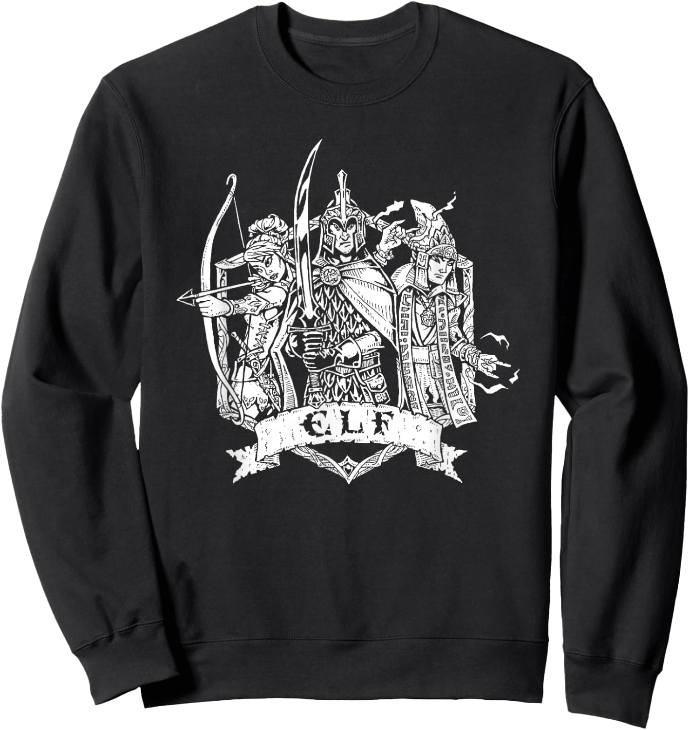 Fantasy Role-Playing Game (RPG) Elf Sweatshirt - Sweatshirt | Black