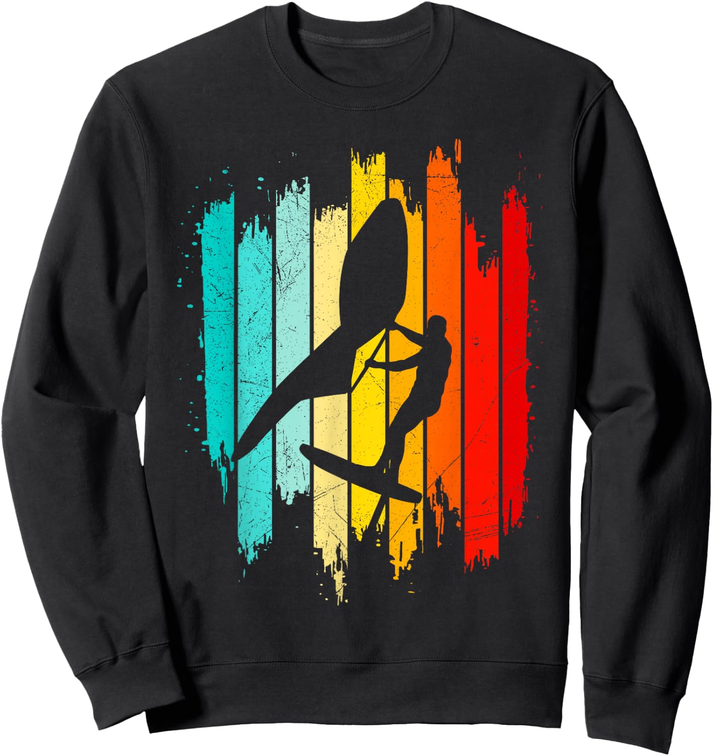 Wing Foil Wingfoil Wingsurf Retro Wing Foiler Sweatshirt - Sweatshirt | Black