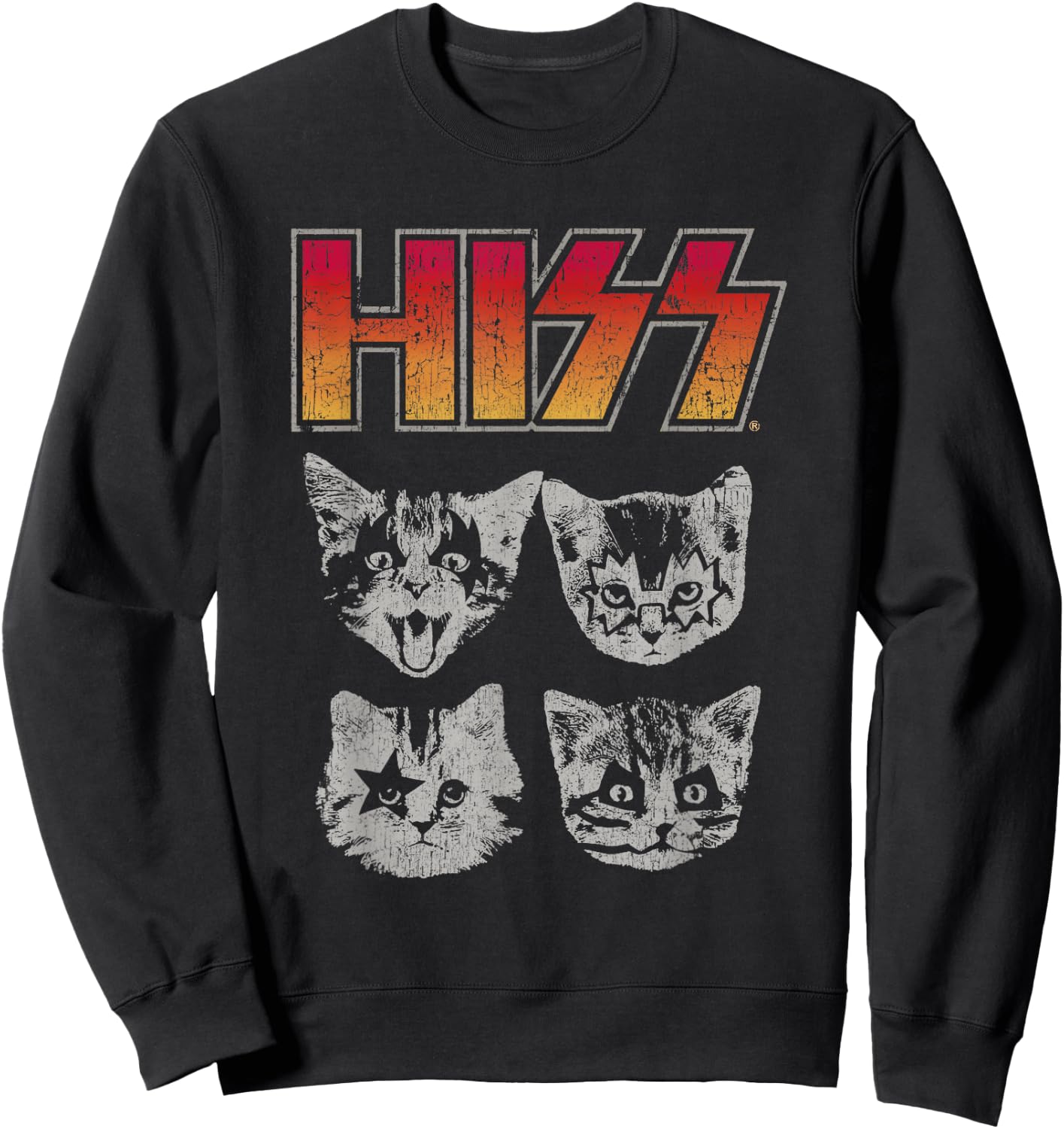 HISS Cat Funny Cats Kittens Rock Music Cat Lover Hiss , Black Sweatshirt - Sweatshirt | Black