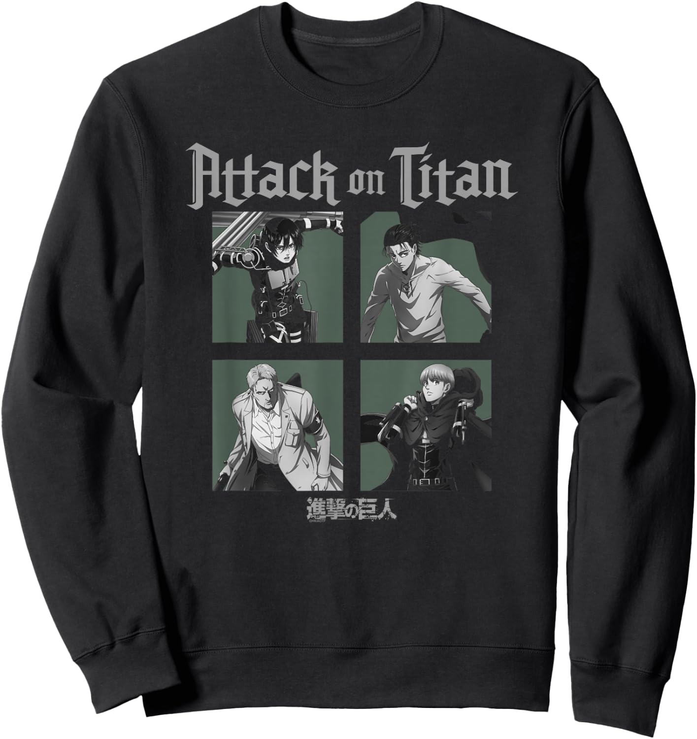 Attack on Titan Season 4 Character Portrait Squares Anime Sweatshirt - Sweatshirt | Black