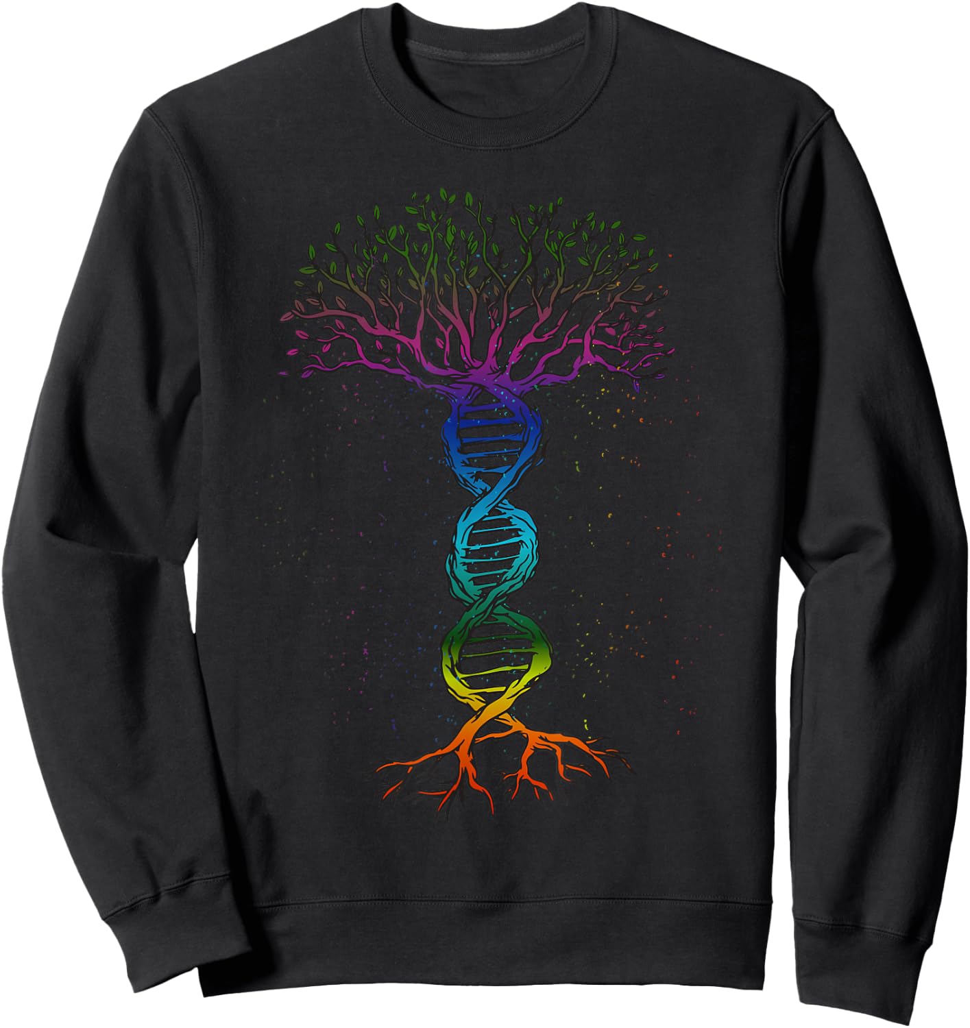 Rainbow DNA Tree Science Nerd Microbiology Biology Teacher Sweatshirt - Sweatshirt | Black