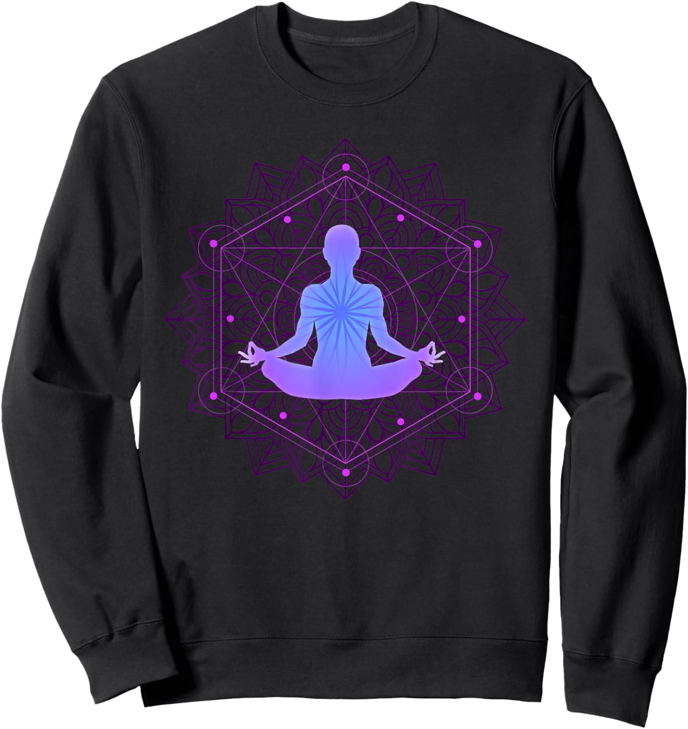 Inspiring Meditation Energy Yoga Spirit Woman In Harmony Sweatshirt - Sweatshirt | Black